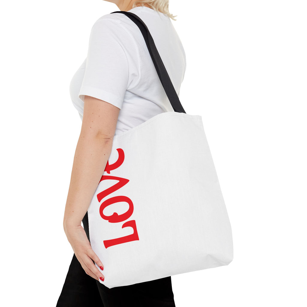 LOVE Vertical Red Tote Bag – Romantic Valentine’s Day Canvas Tote