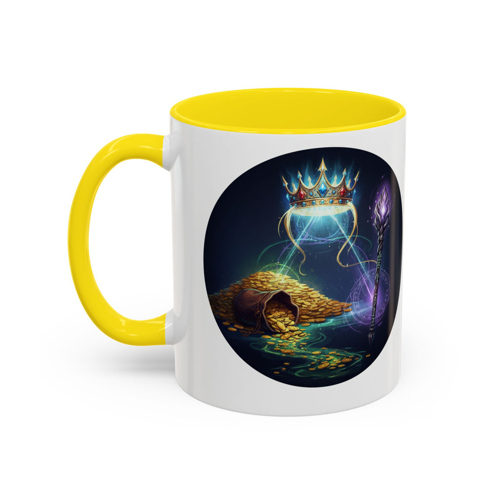 Magic Crown Coffee Mug — Fantasy Wizard Staff & Spilled Gold Accent Mug (11/15 oz)