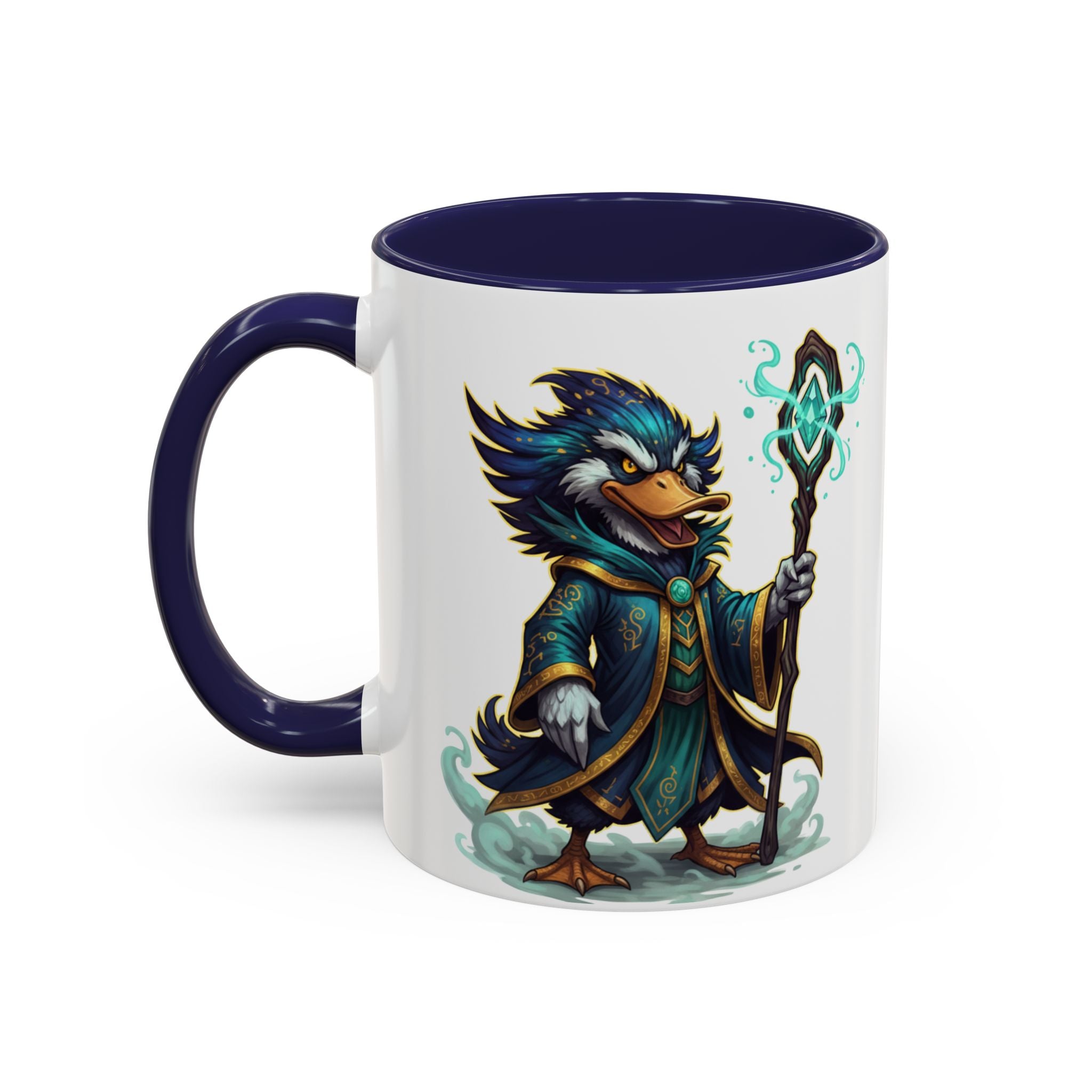 Mage Duck Coffee Mug — Fantasy Wizard Duck Illustration Accent Mug (11/15oz)