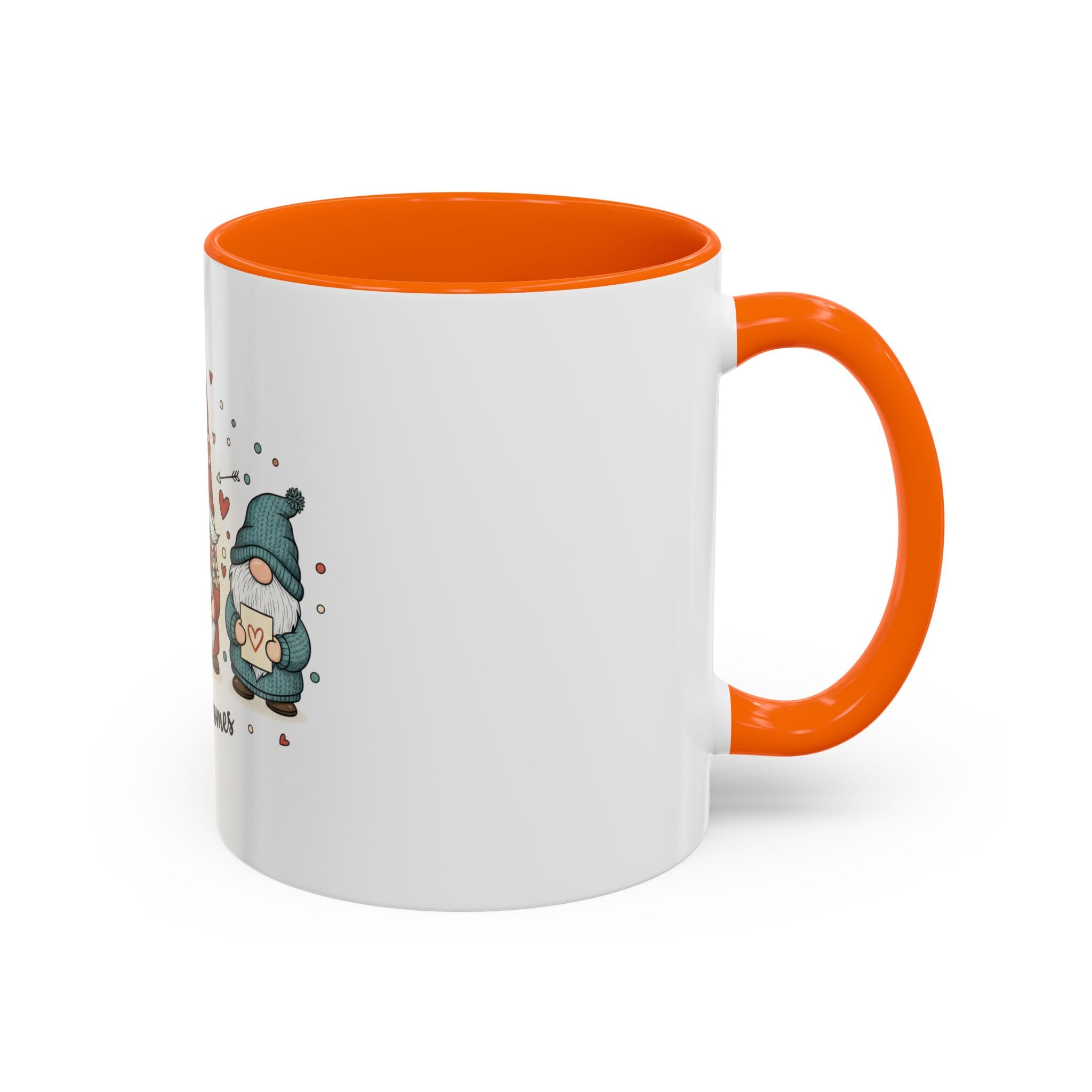 Love Gnomes Accent Coffee Mug — Cute Valentine Heart Gnome Tea Cup (11/15oz)