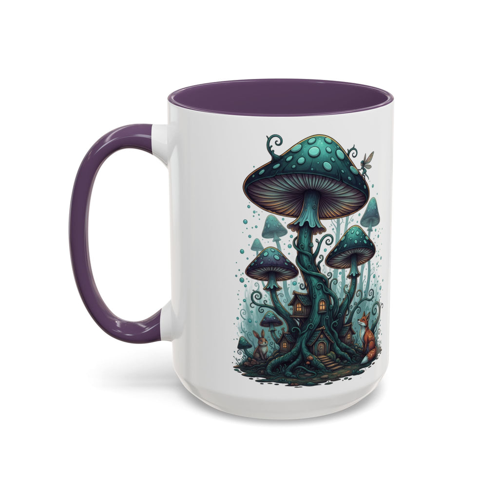 Enchanted Mushroom Cottage Coffee Mug — Fantasy Forest Accent Mug