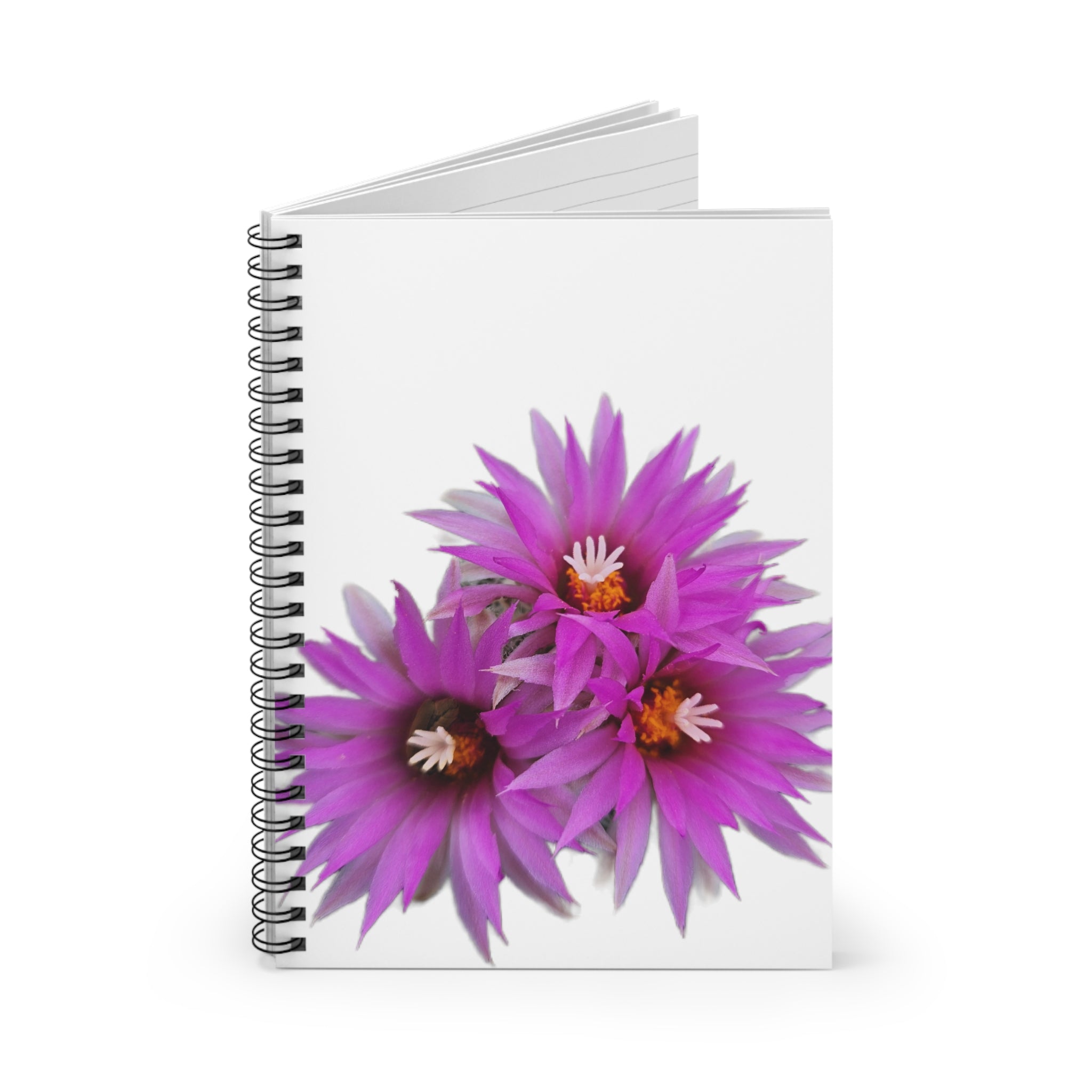 Purple Cactus Flower Spiral Notebook — Ruled Journal for Notes & Sketches