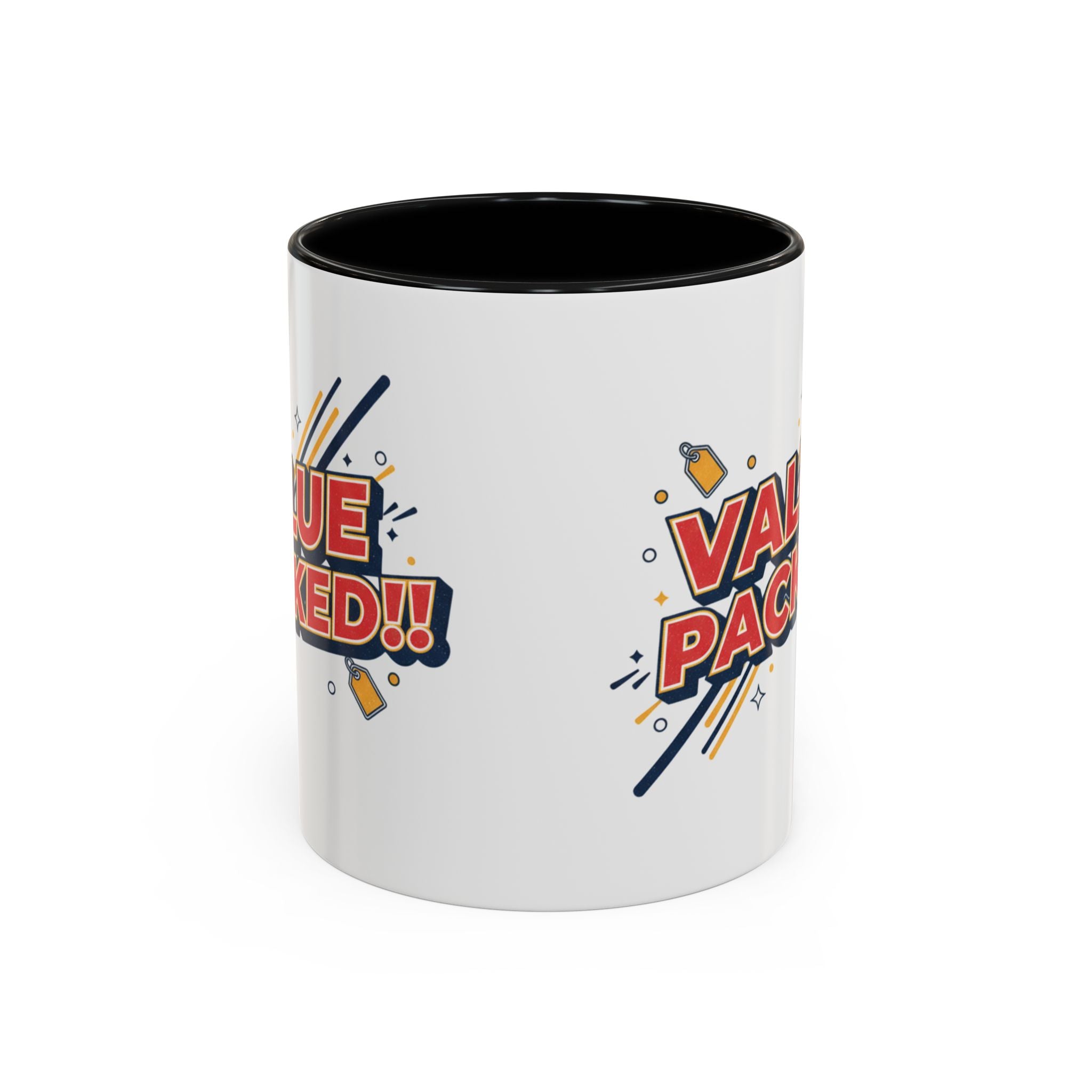 Value Packed!! Accent Coffee Mug — Bold Retro Comic Graphic (11/15 oz)