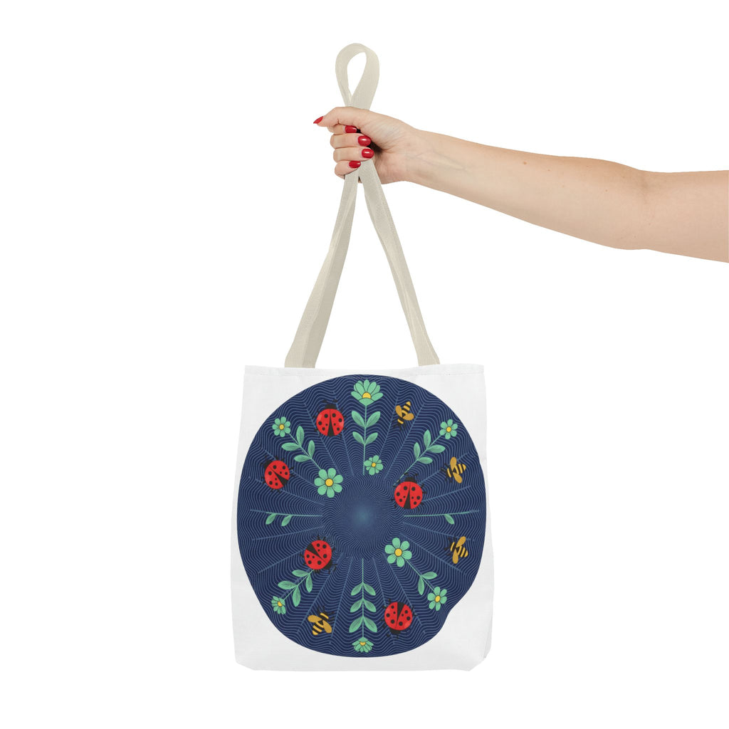 Ladybug Garden Tote Bag — Floral Circular Print AOP Tote