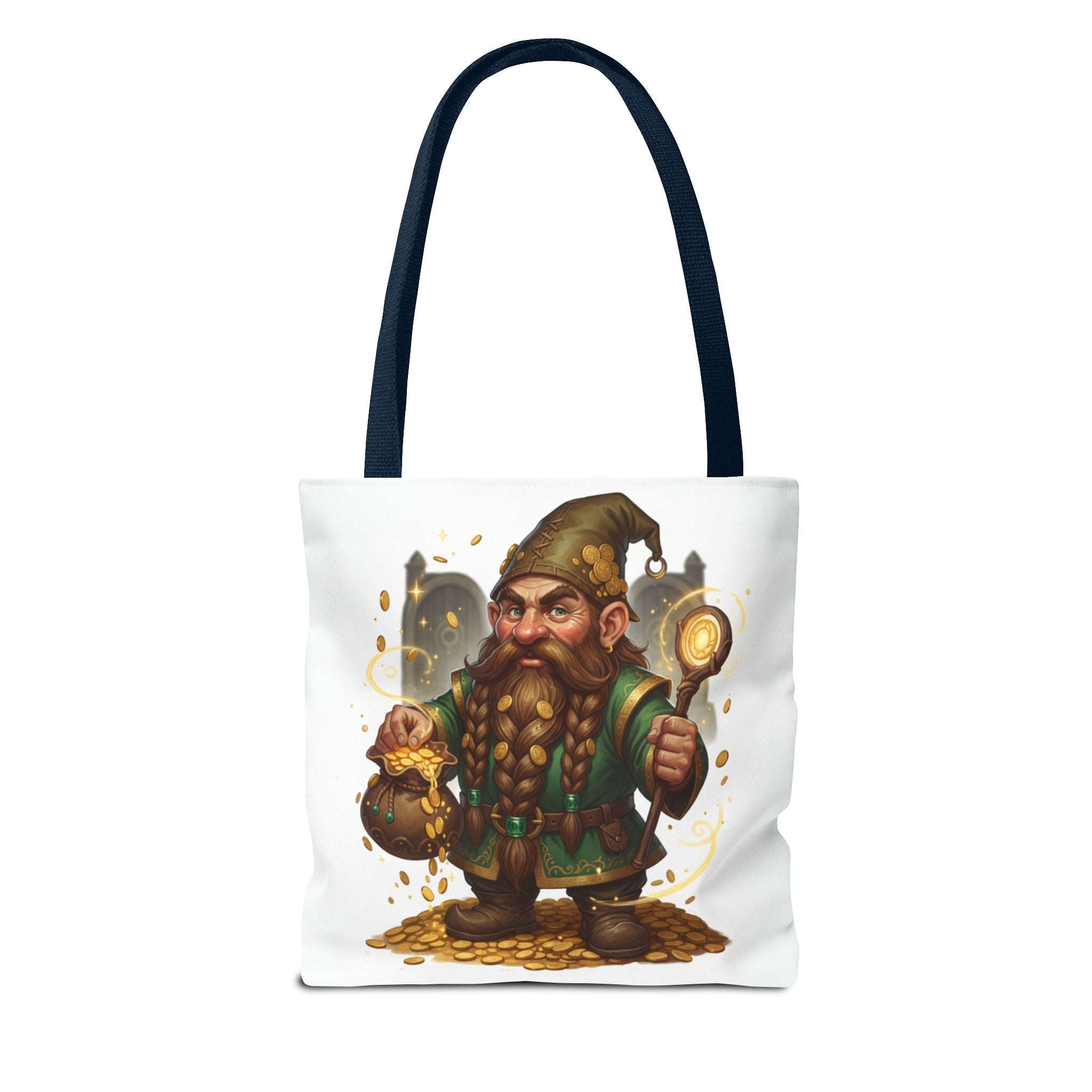 Gnome Goldkeeper Tote Bag – Fantasy Dwarf Coin Lover All-Over Print Tote