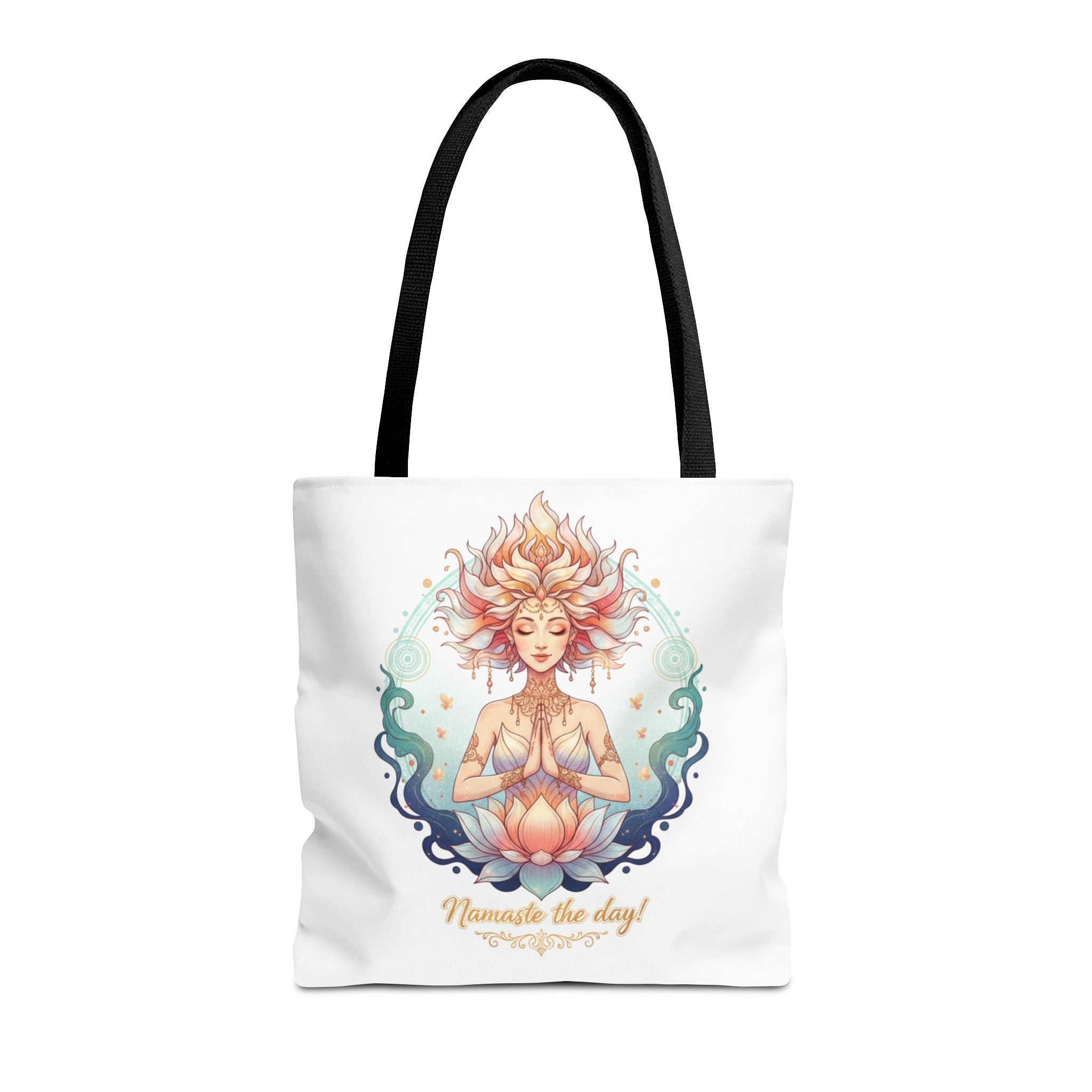 Yoga Lotus Tote Bag — "Namaste the day!" Meditation Canvas Tote