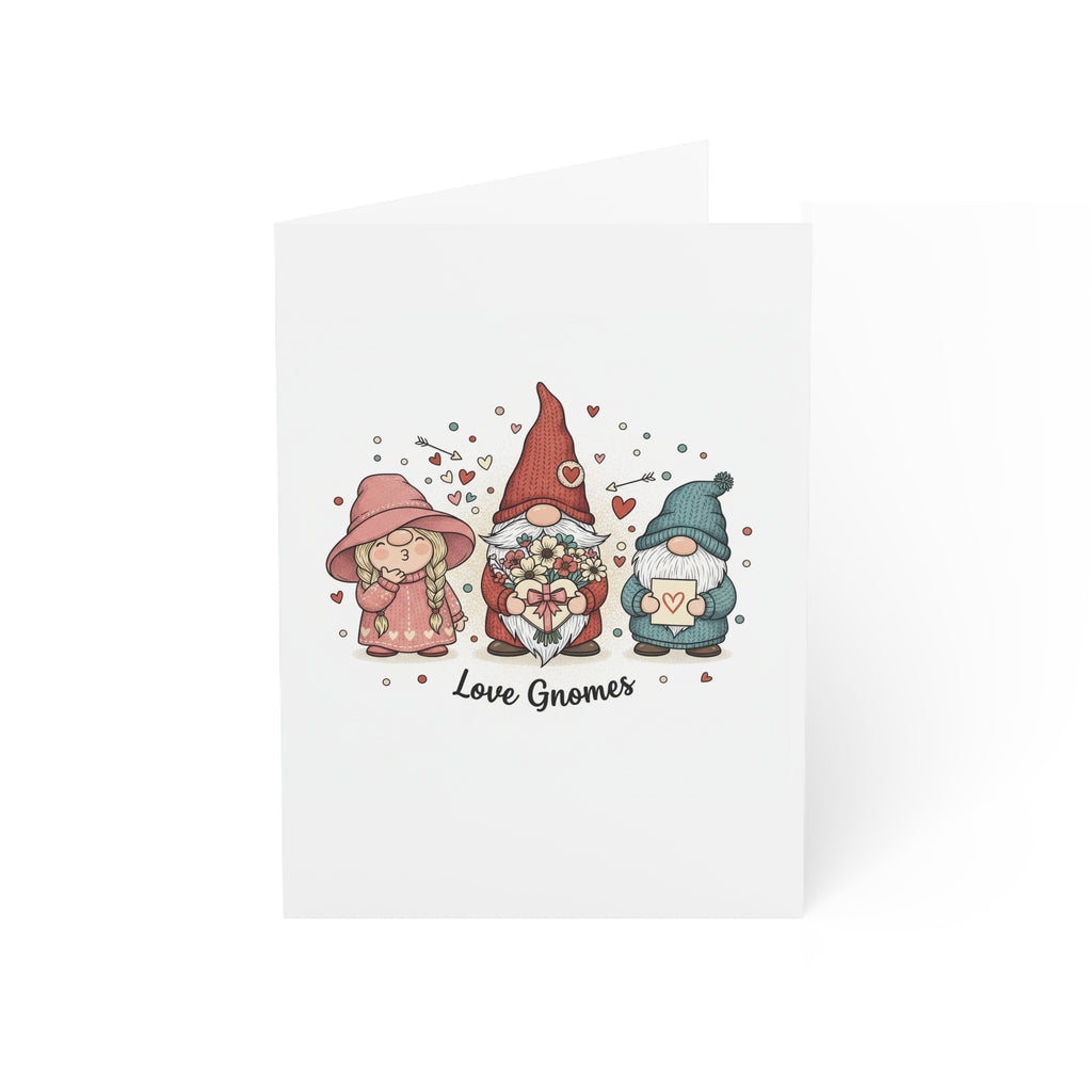 Love Gnomes Greeting Card — Cute Gnome Friends Valentine/Anniversary Card (1/10/30/50 pcs)