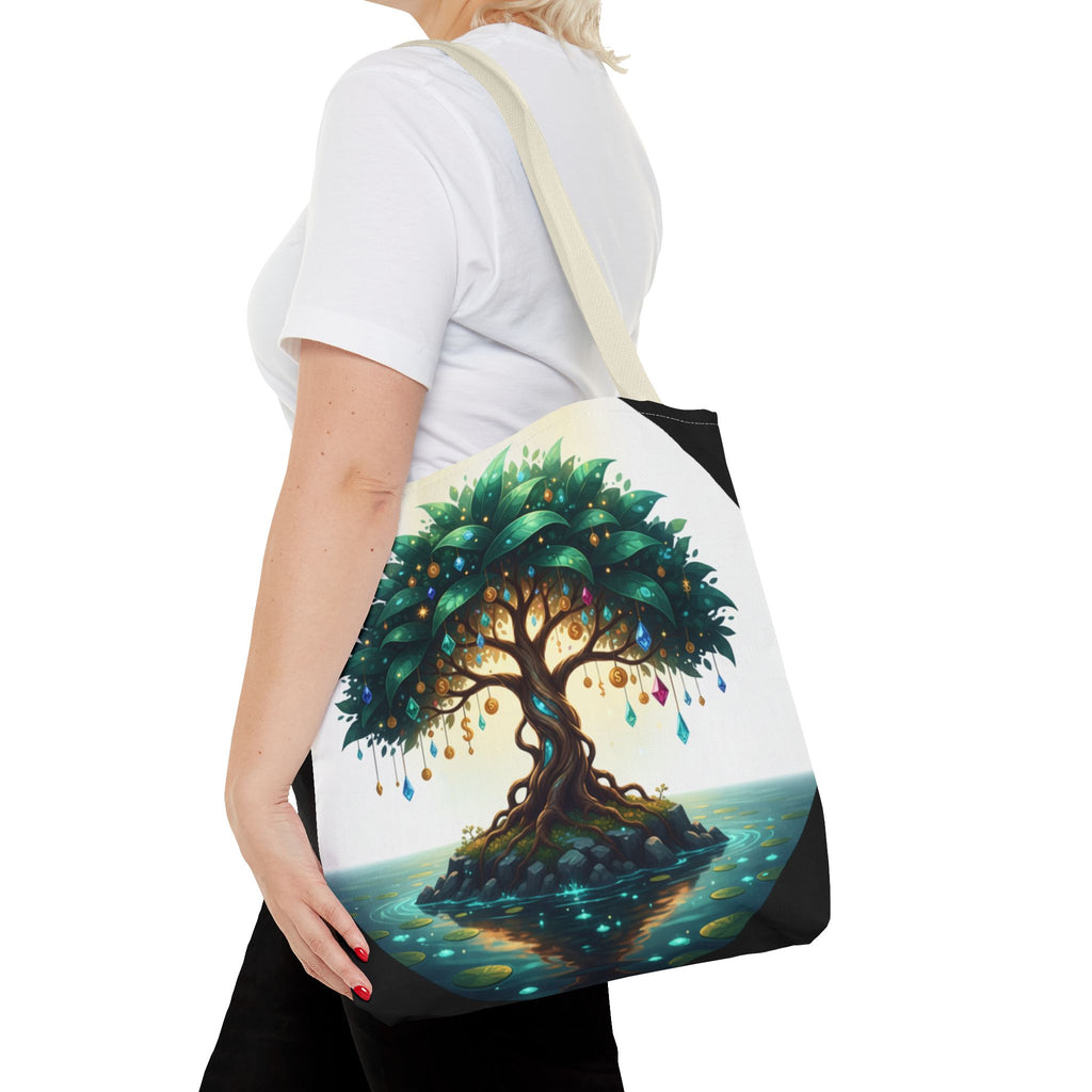 Enchanted Tree Tote Bag - Mystical Gem-Decorated Tree All-Over Print