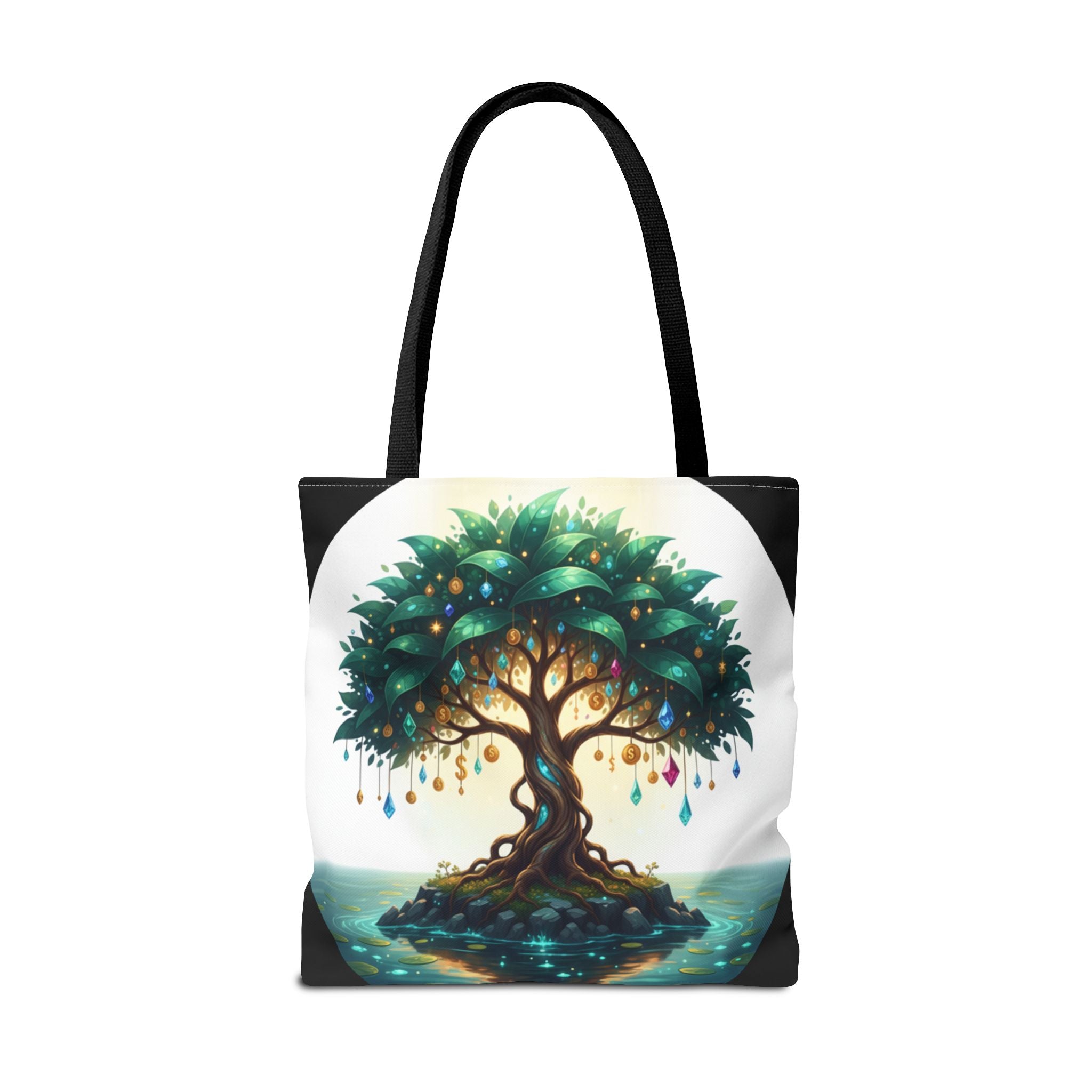 Enchanted Tree Tote Bag - Mystical Gem-Decorated Tree All-Over Print