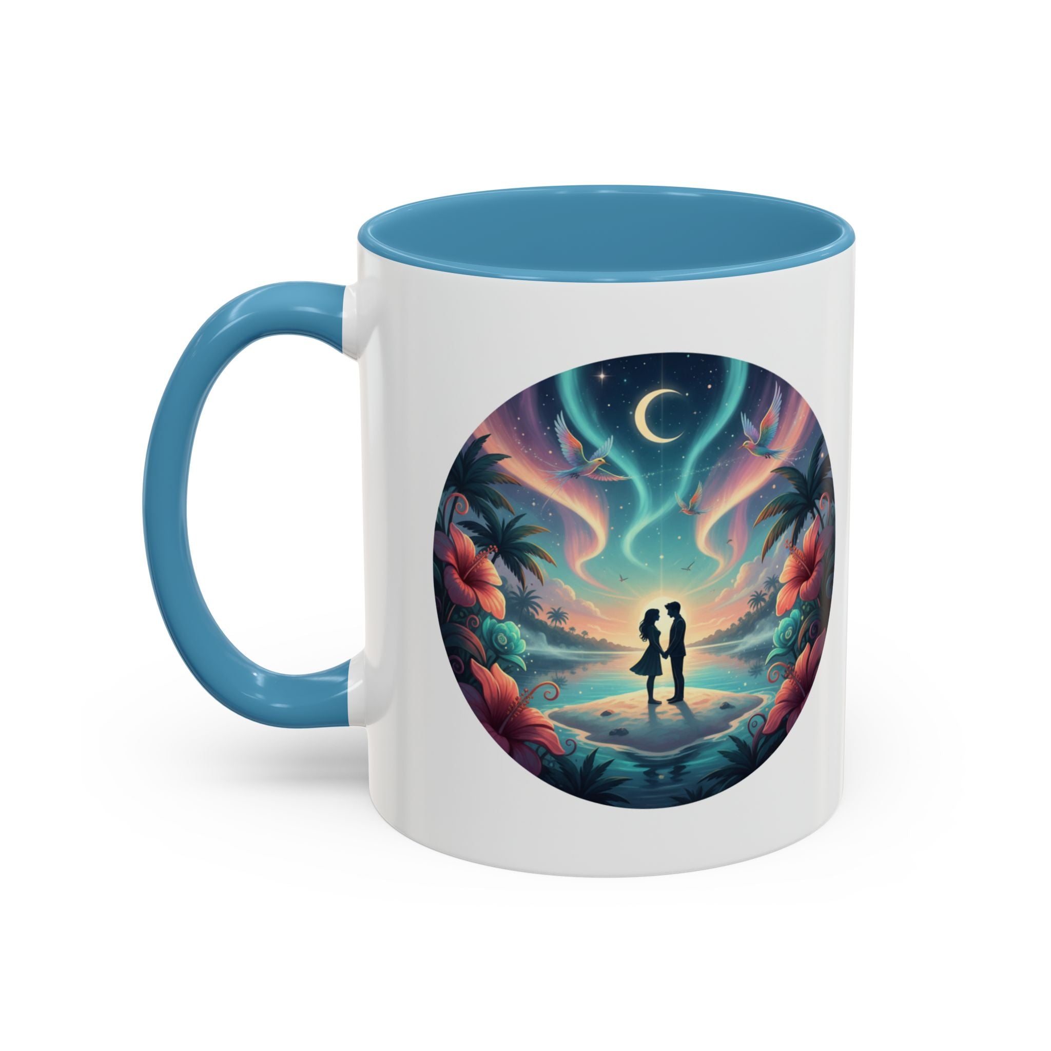Tropical Sunset Coffee Mug — Romantic Beach Couple Accent Mug (11/15 oz)