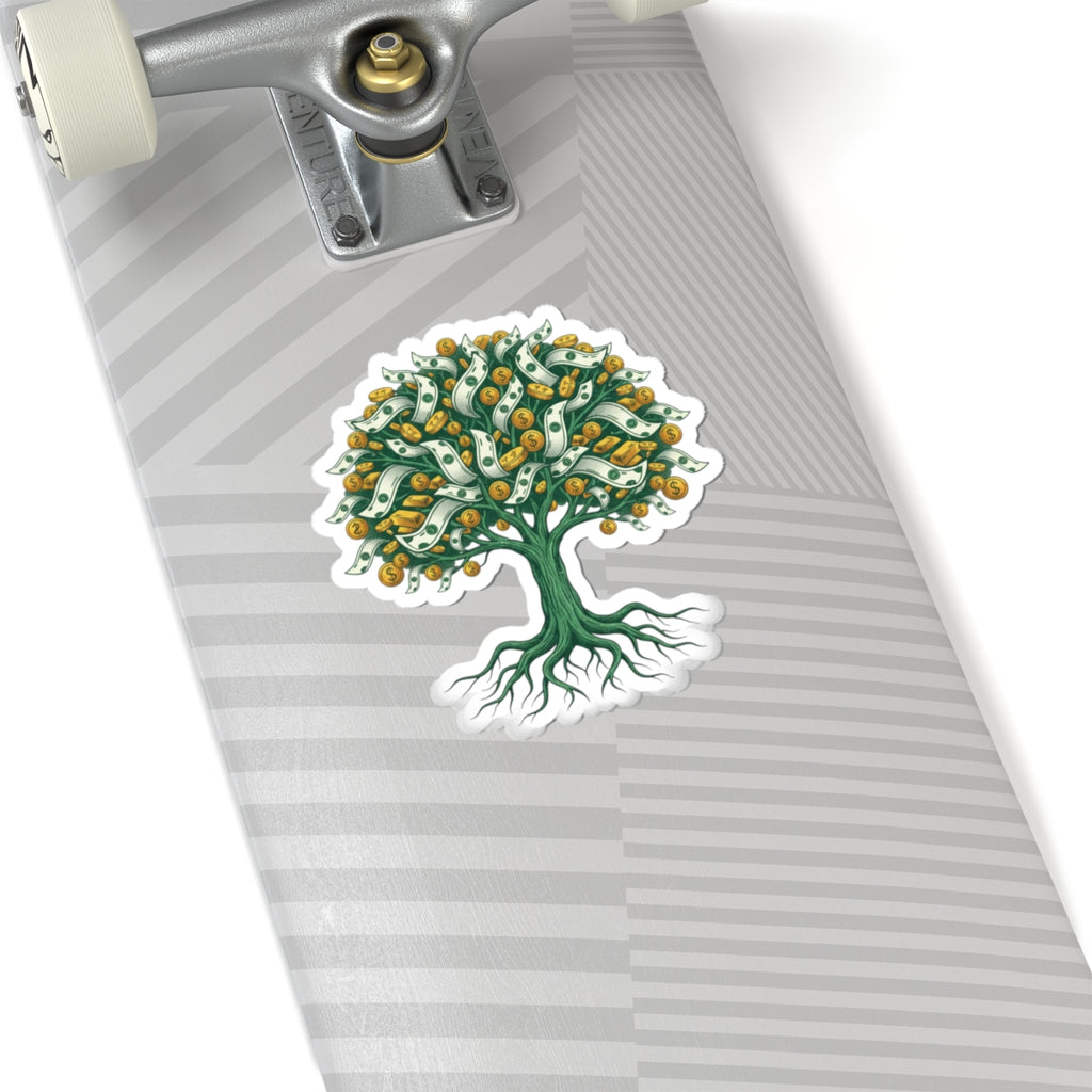 Money Tree Sticker — Cash & Coin Tree Kiss-Cut Vinyl Sticker