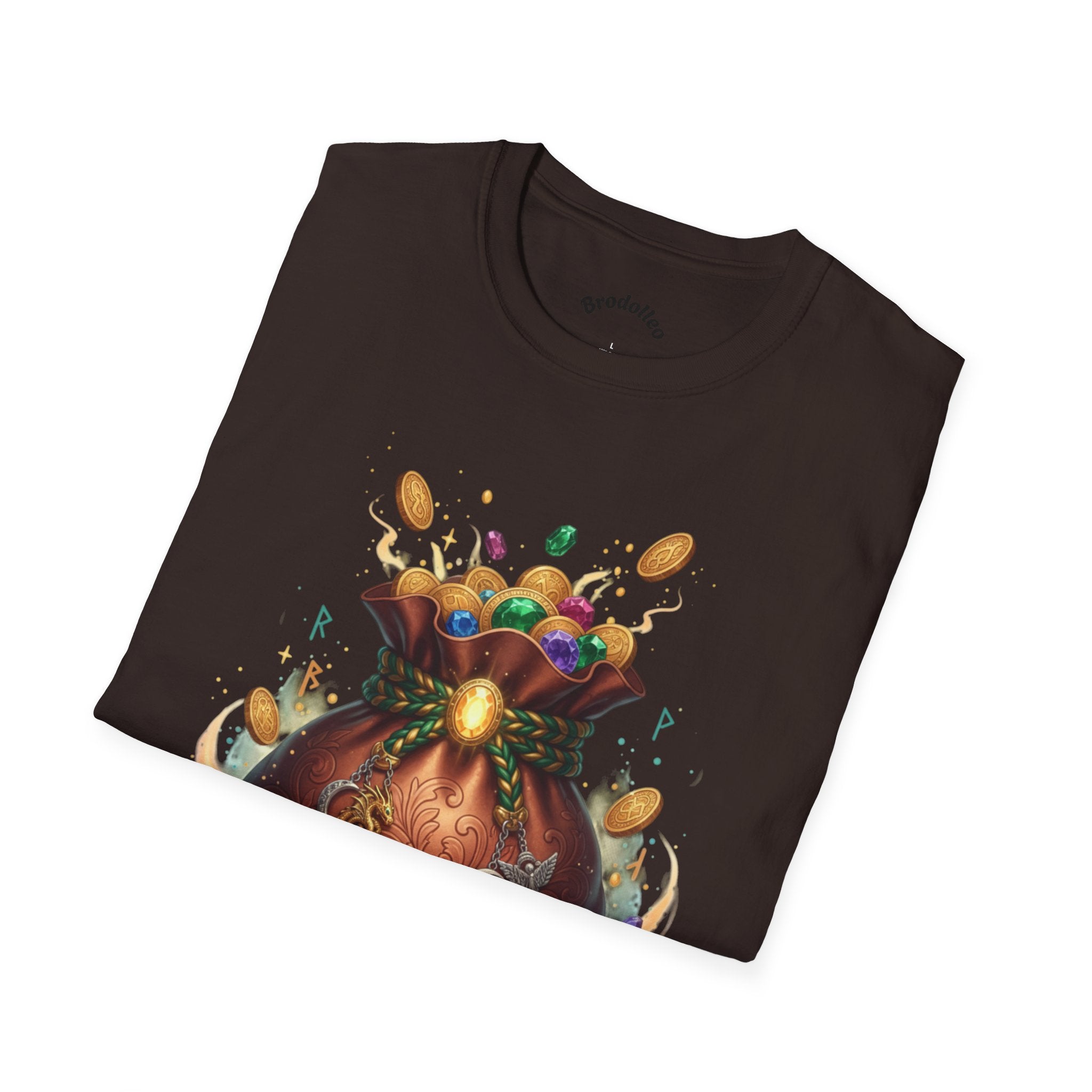 Treasure Pouch T-Shirt — Gold Coins & Gems Fantasy Graphic Tee