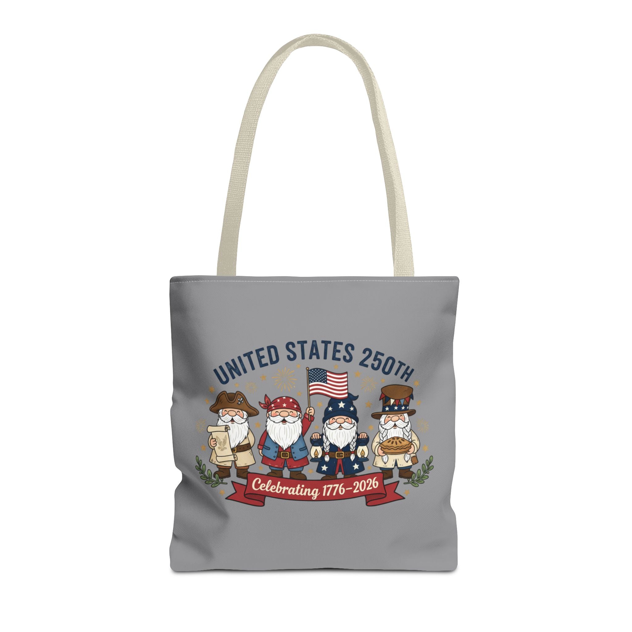 United States 250th Tote Bag — Celebrating 1776–2026 Patriotic Gnome Design