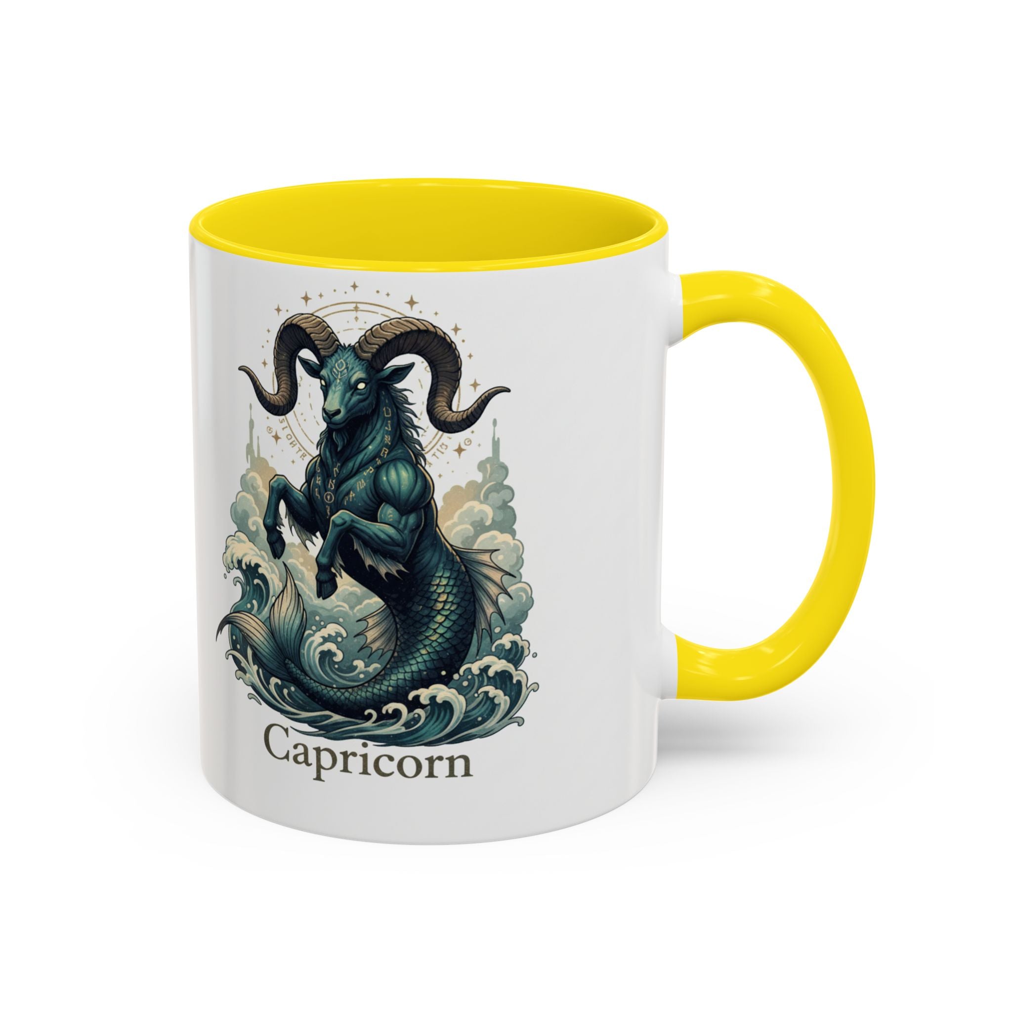 Capricorn Sea-Goat Accent Coffee Mug — Zodiac Astrology Ceramic Gift (11/15oz)