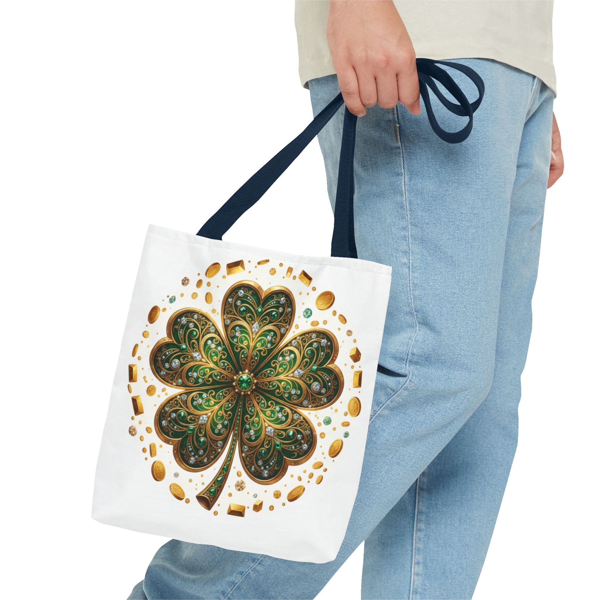 Celtic Shamrock Tote Bag — Green Four-Leaf Clover St. Patrick’s Day All-Over Print