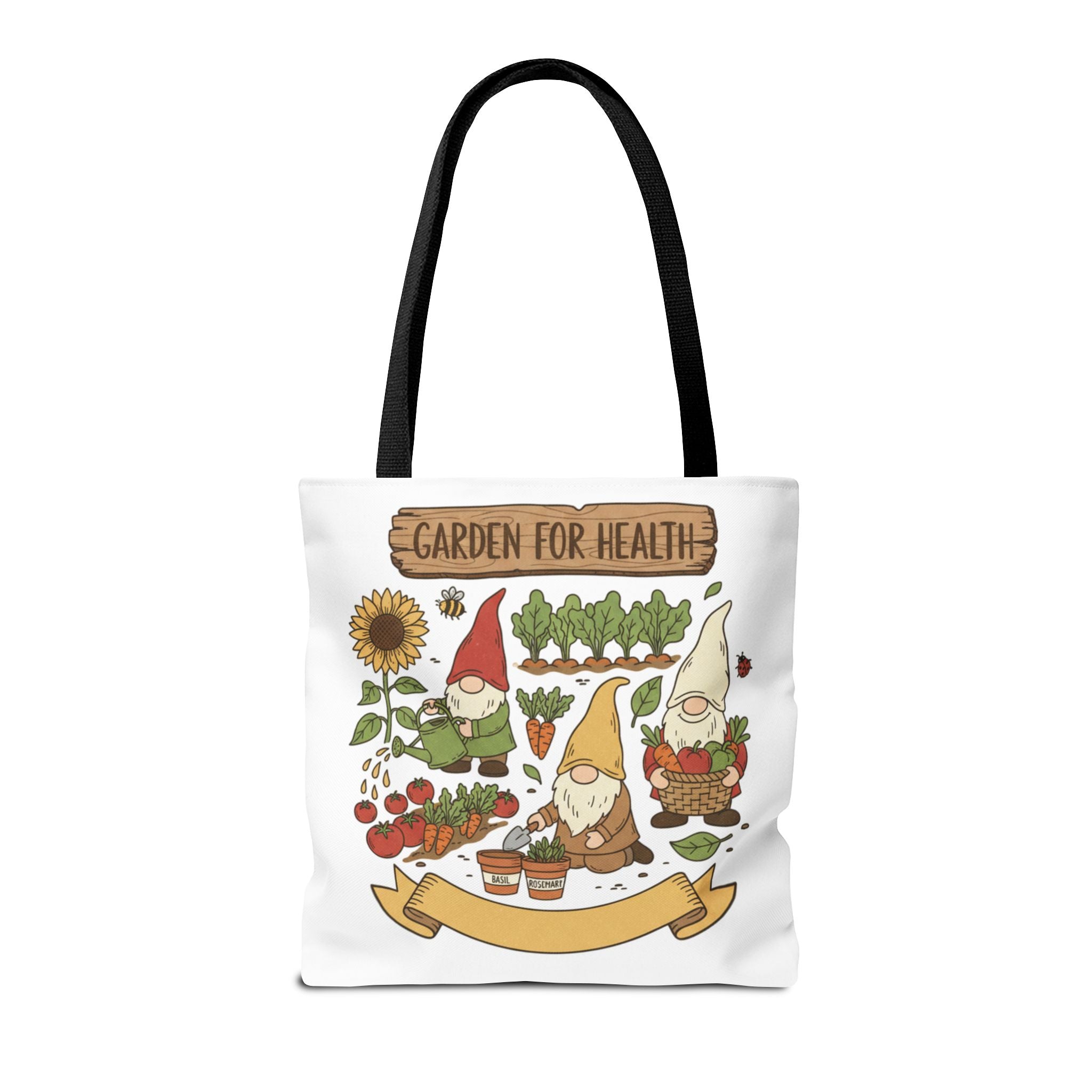 Garden Gnome Tote Bag - "Garden For Health" Cute Eco Shopper