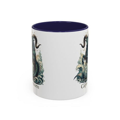 Capricorn Sea-Goat Accent Coffee Mug — Zodiac Astrology Ceramic Gift (11/15oz)