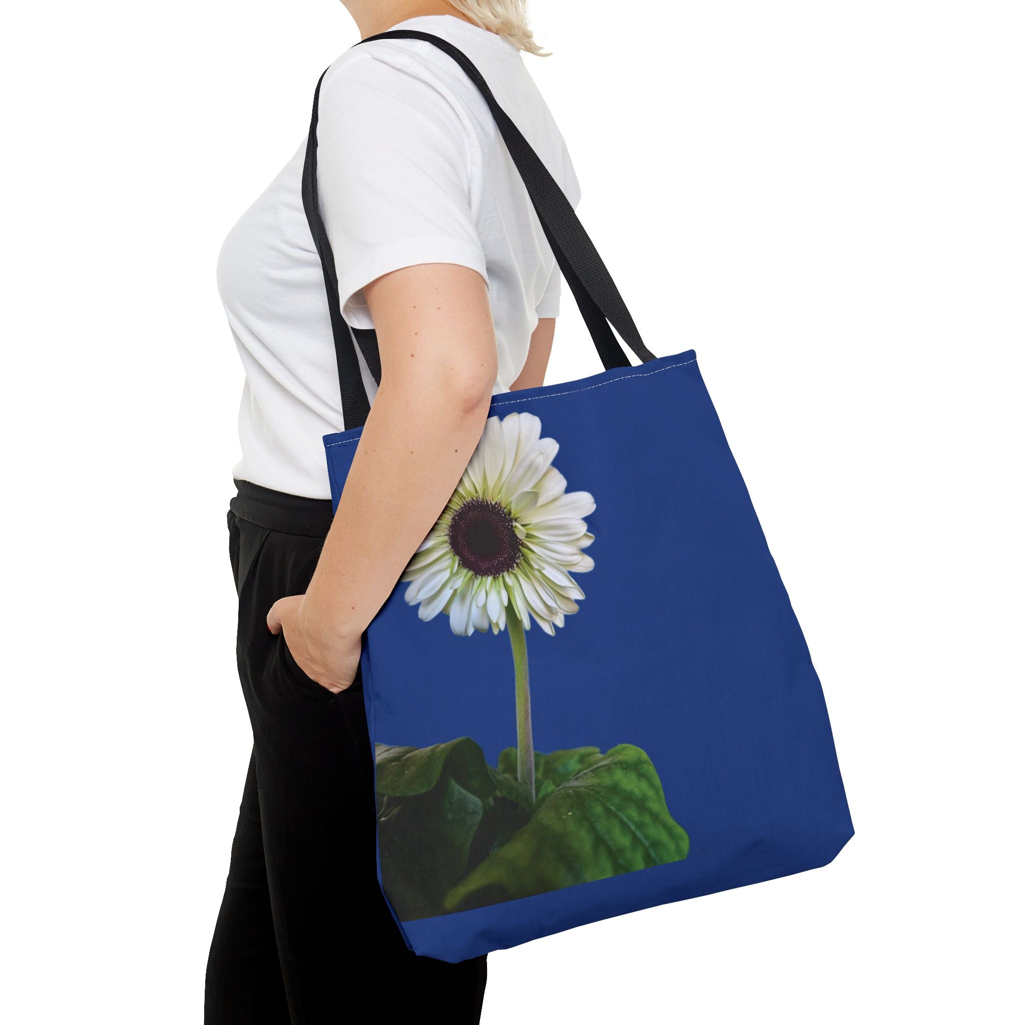 Daisy Print Tote Bag — White Floral All-Over-Print Canvas Tote