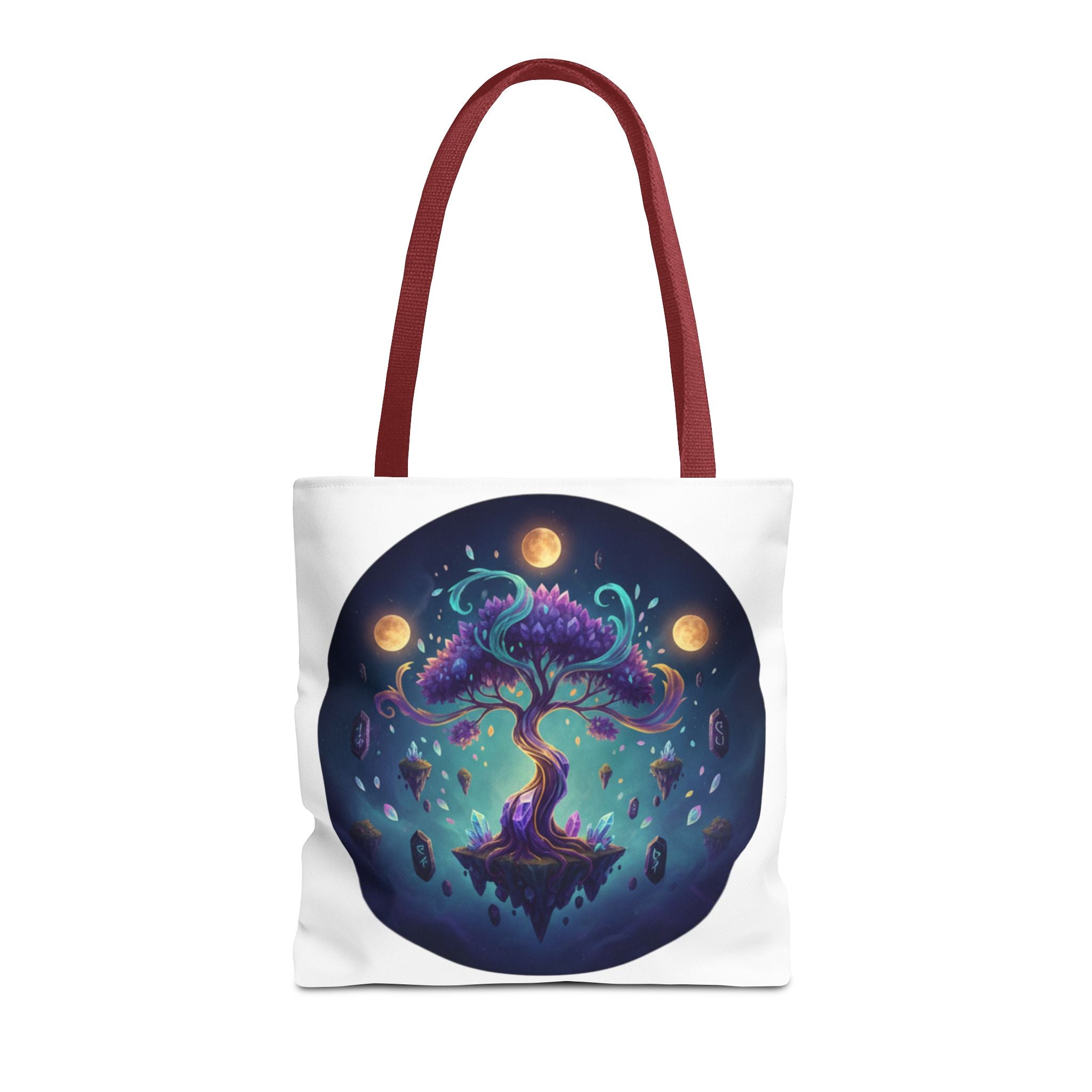 Mystic Floating Tree Tote Bag — Cosmic Moonlight Illustration All-Over Print