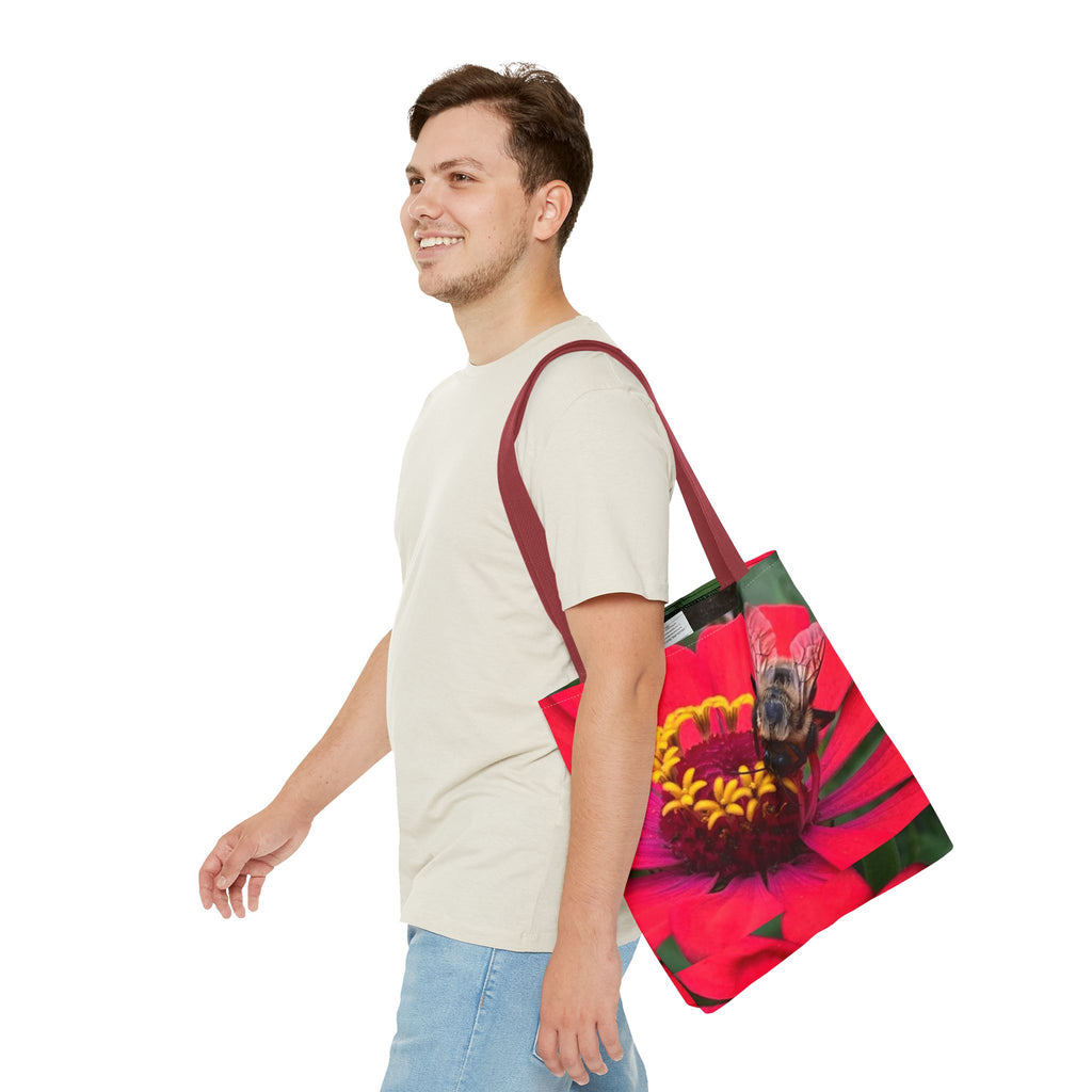 Floral Bee Tote Bag — Red Zinnia Garden Shopper