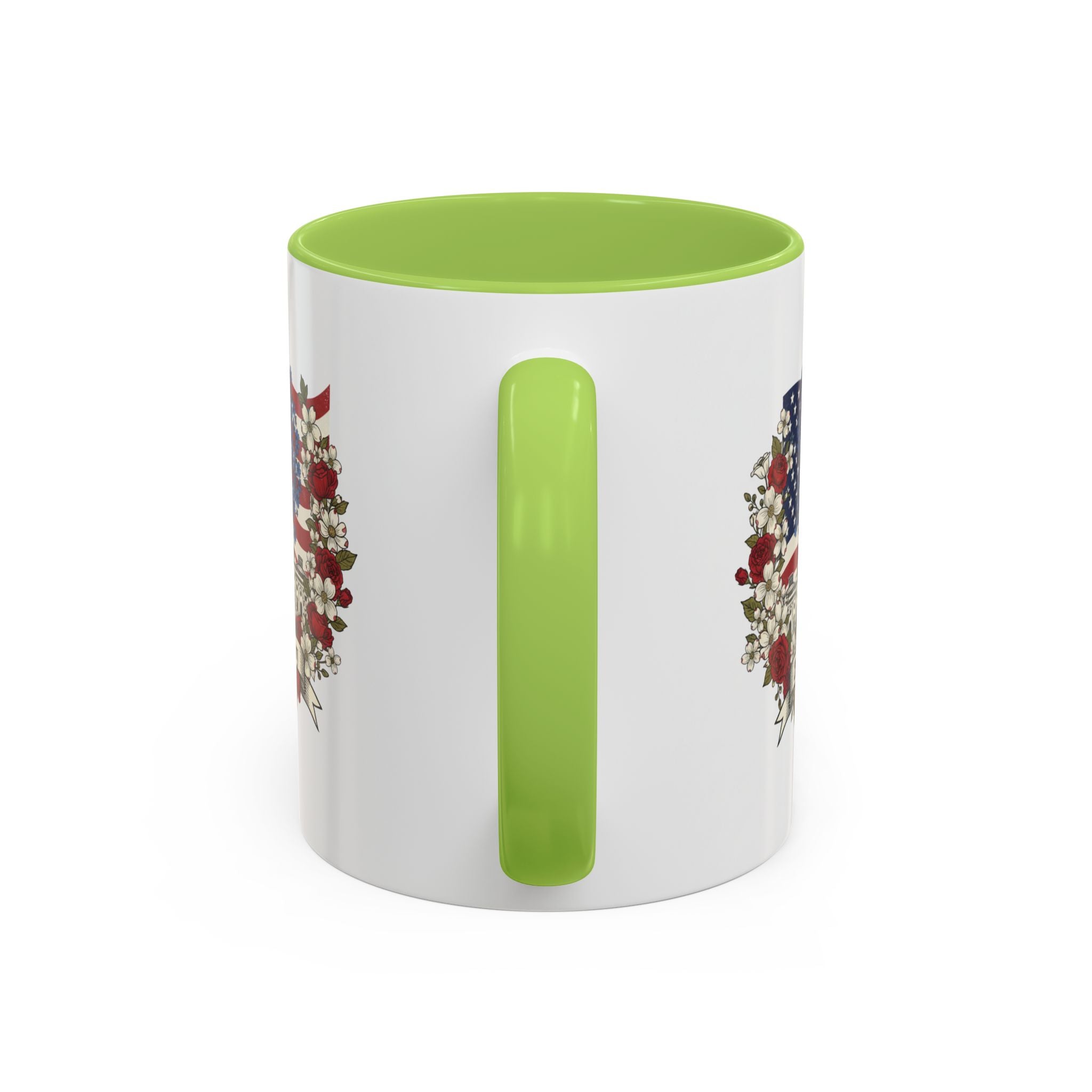 Capitol 250th Anniversary Accent Coffee Mug – Patriotic American Flag Floral Design (11/15oz)