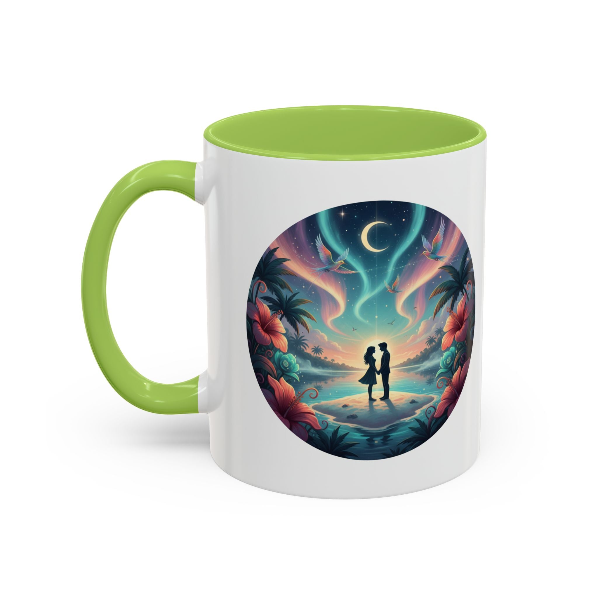 Tropical Sunset Coffee Mug — Romantic Beach Couple Accent Mug (11/15 oz)