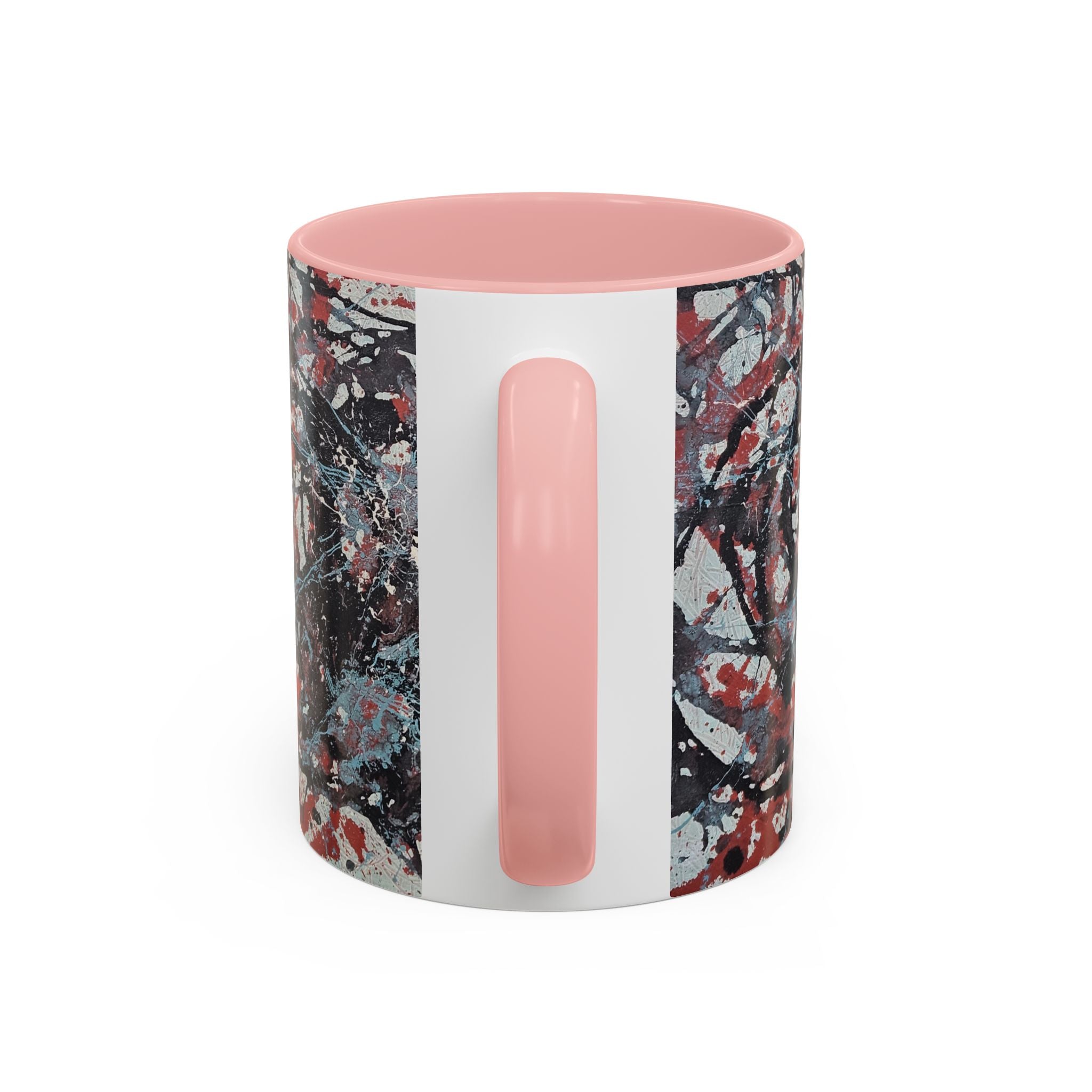 Abstract Splatter Accent Coffee Mug — Red, Black & White Artistic Design (11/15oz)