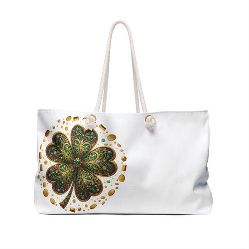 Clover Weekender Bag — Green Gold Shamrock Travel Tote (St. Patrick's Day)