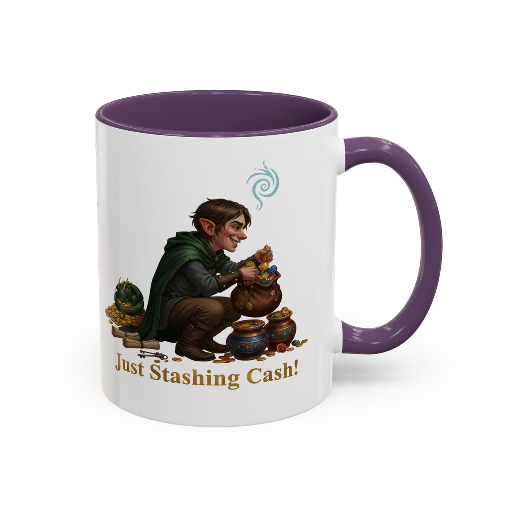 Accent Coffee Mug — "Just Stashing Cash!" Fantasy Gnome Money Mug (11/15oz)