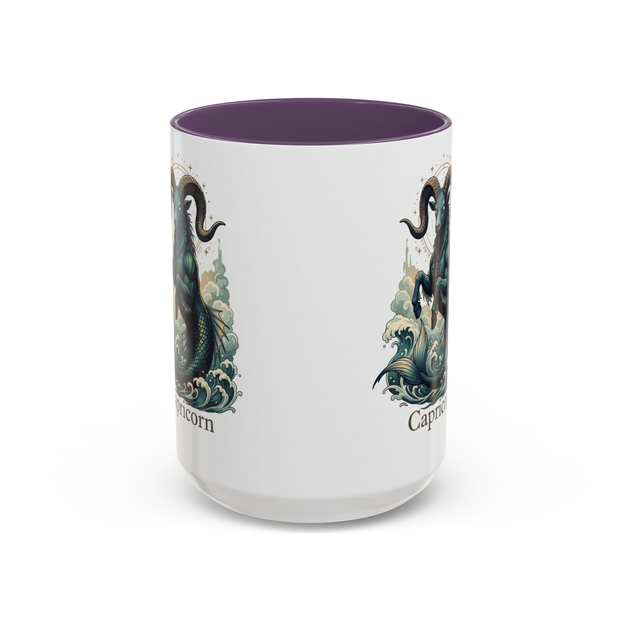 Capricorn Sea-Goat Accent Coffee Mug — Zodiac Astrology Ceramic Gift (11/15oz)