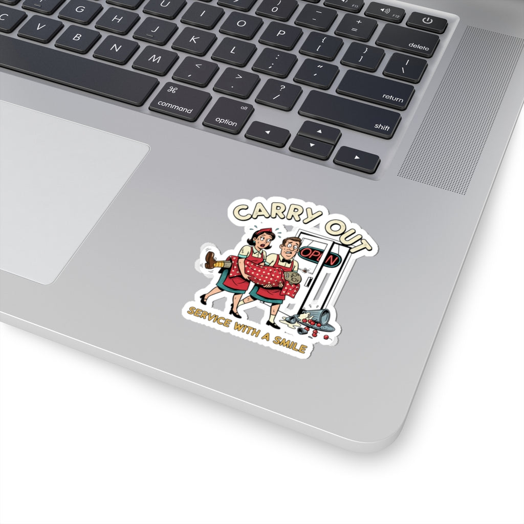 Carry Out Sticker — Retro Diner 'Service With a Smile' Kiss-Cut Sticker