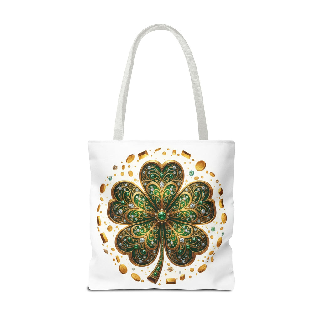 Celtic Shamrock Tote Bag — Green Four-Leaf Clover St. Patrick’s Day All-Over Print