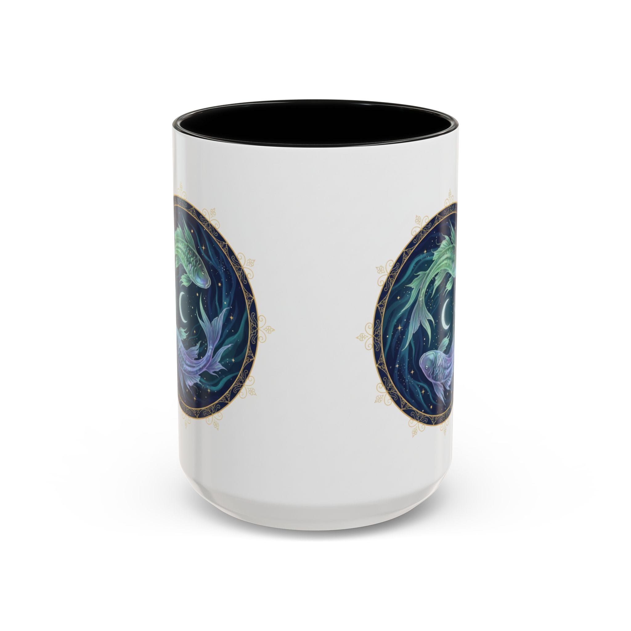 Koi Yin Yang Coffee Mug — Celestial Fish Moon Ceramic Accent Mug (11/15oz)