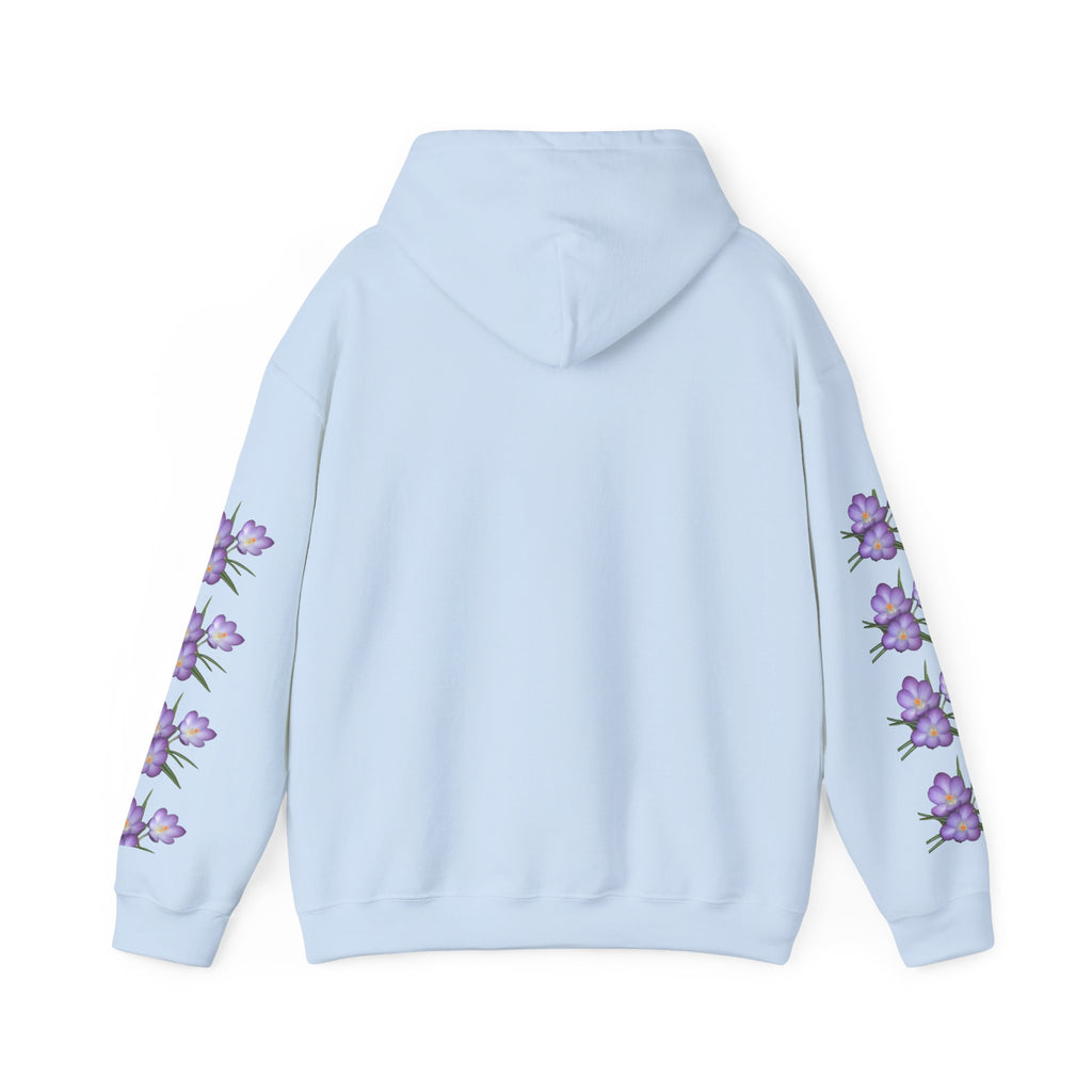 Purple Crocus Floral Hoodie — Spring Flower Graphic Sweatshirt