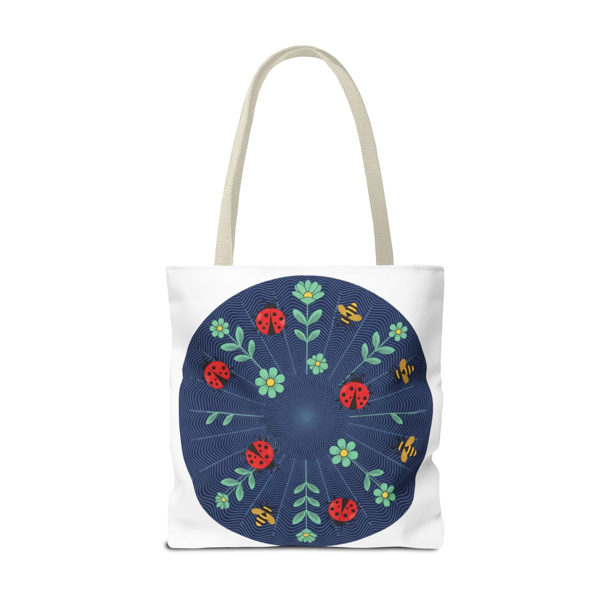 Ladybug Garden Tote Bag — Floral Circular Print AOP Tote