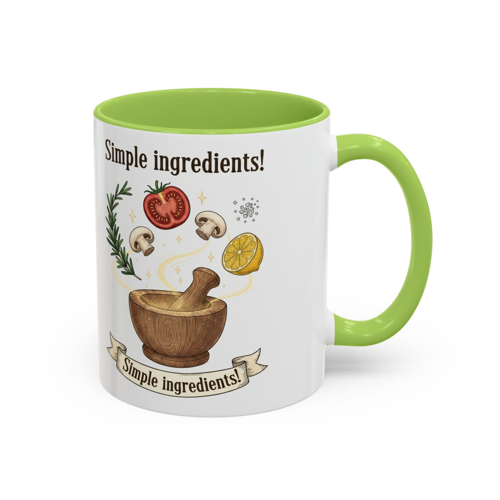 Simple Ingredients Coffee Mug — Cute Kitchen Mortar & Herbs Ceramic Accent Mug