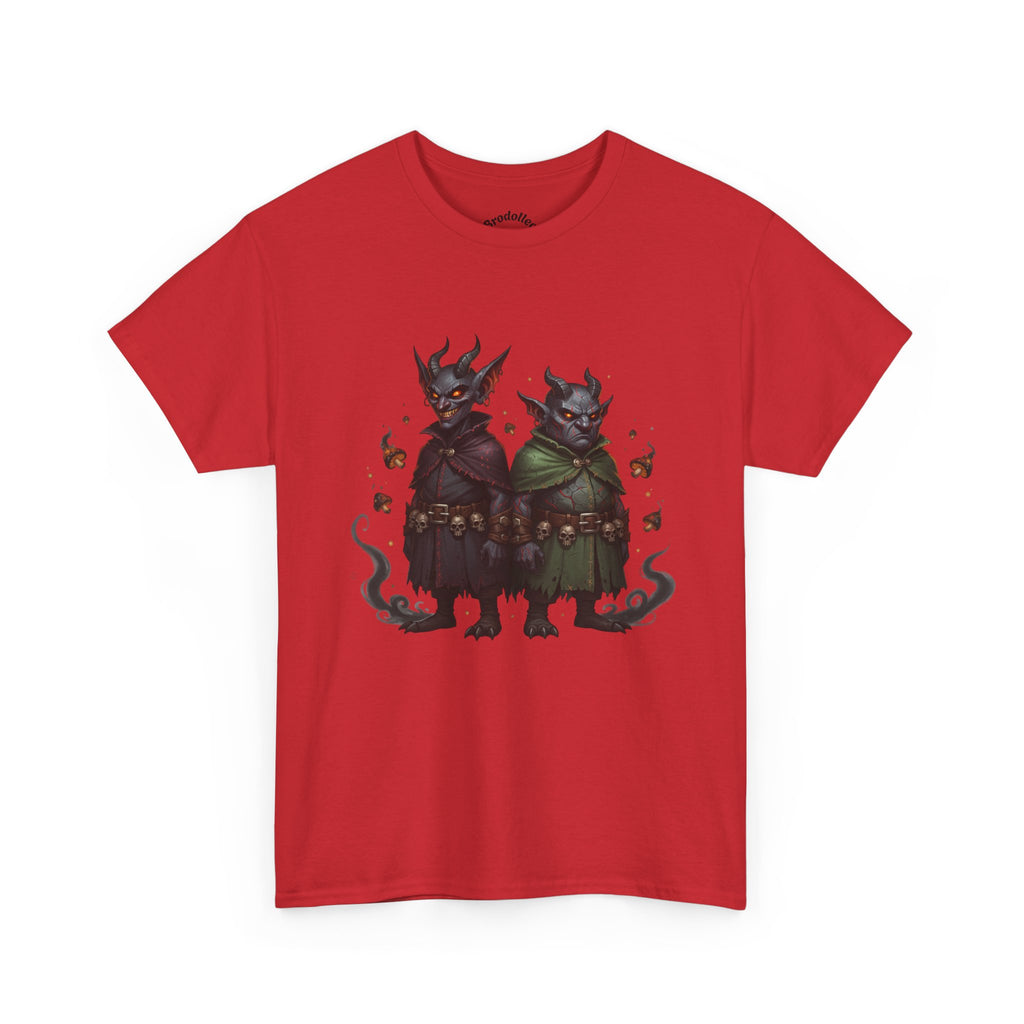 Demonic Twins Graphic Tee — Gothic Fantasy Demon Couple T-Shirt