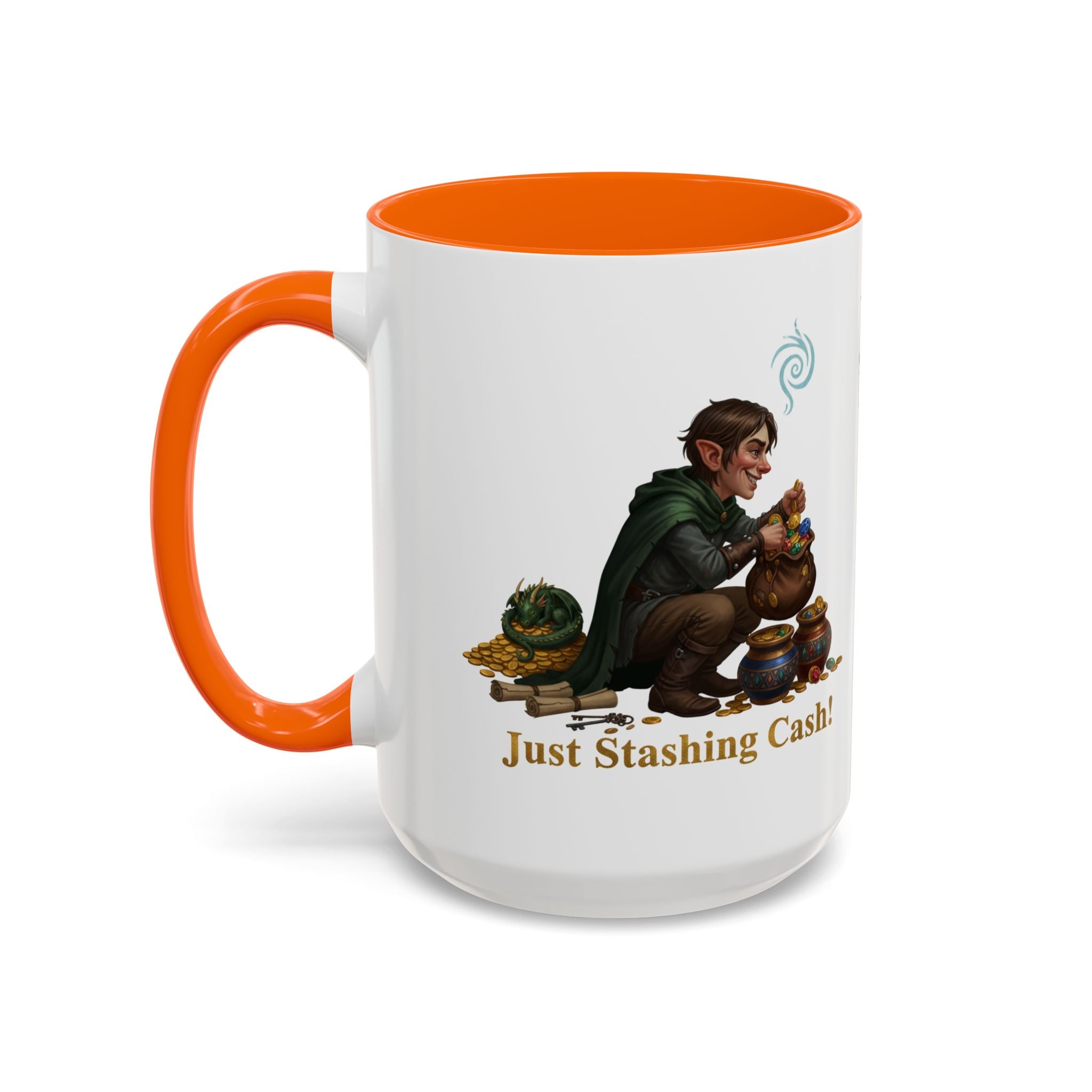 Accent Coffee Mug — "Just Stashing Cash!" Fantasy Gnome Money Mug (11/15oz)