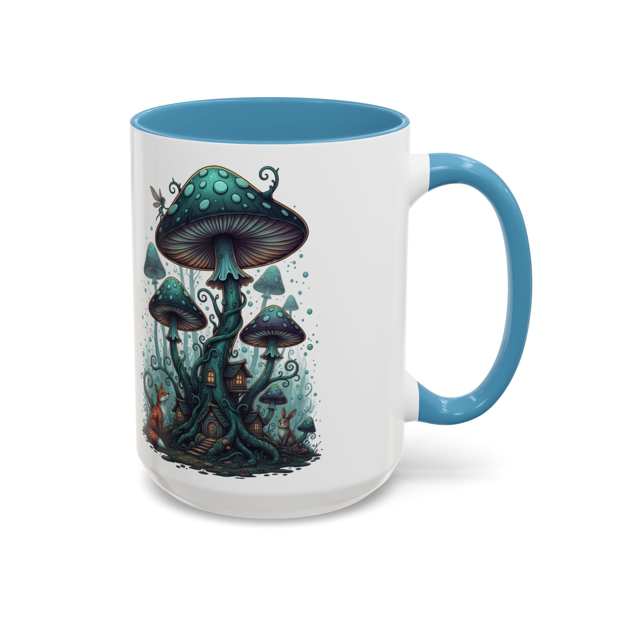 Enchanted Mushroom Cottage Coffee Mug — Fantasy Forest Accent Mug