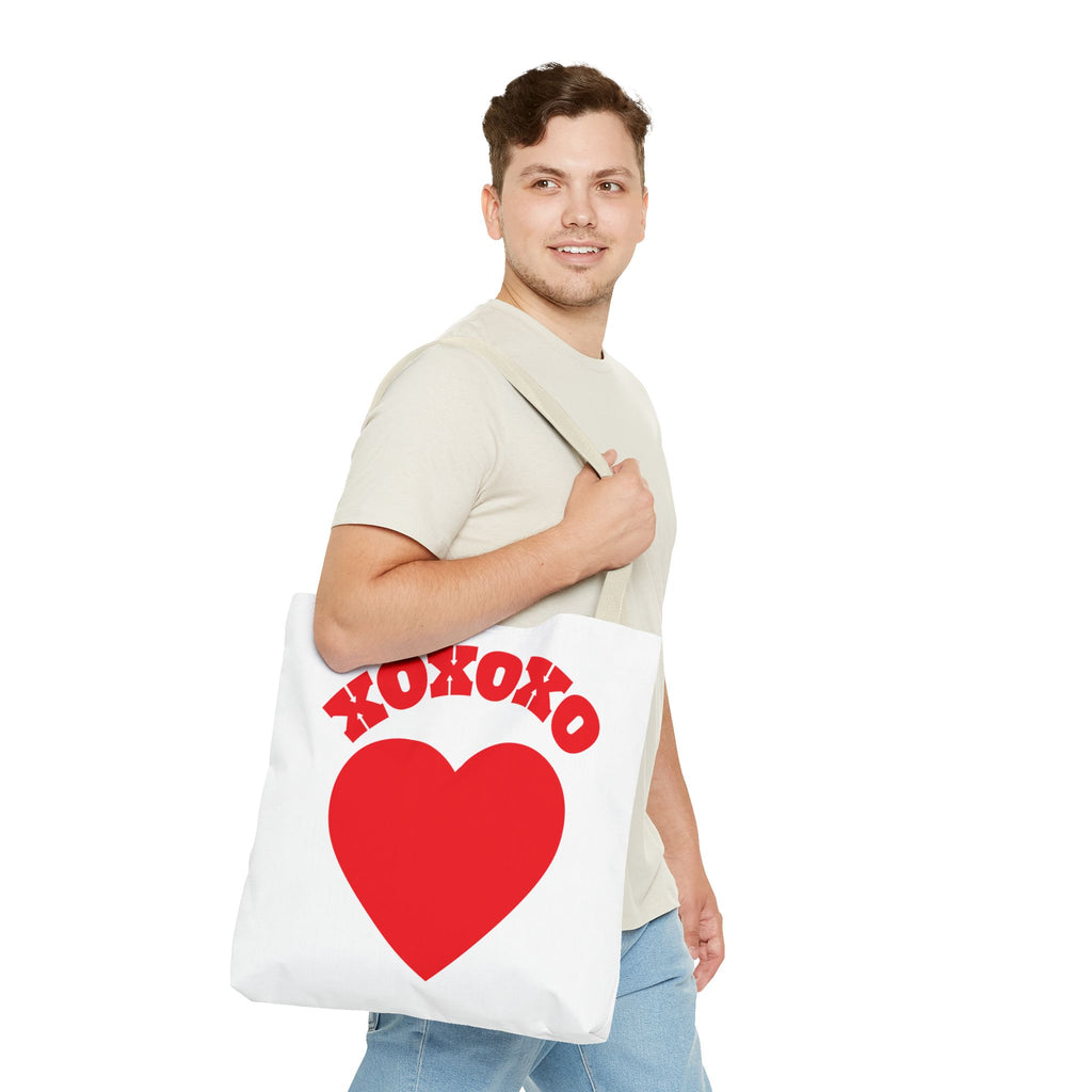 Valentine Heart 'XOXOXO' Tote Bag — Romantic Red Heart Canvas Tote for Valentine's Day
