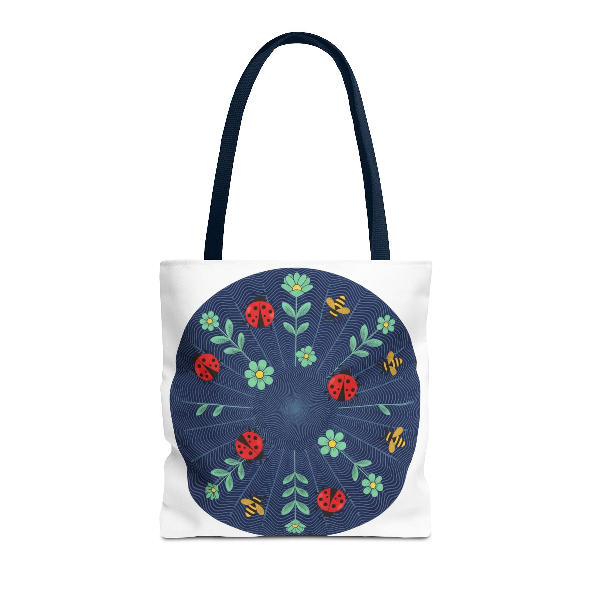 Ladybug Garden Tote Bag — Floral Circular Print AOP Tote