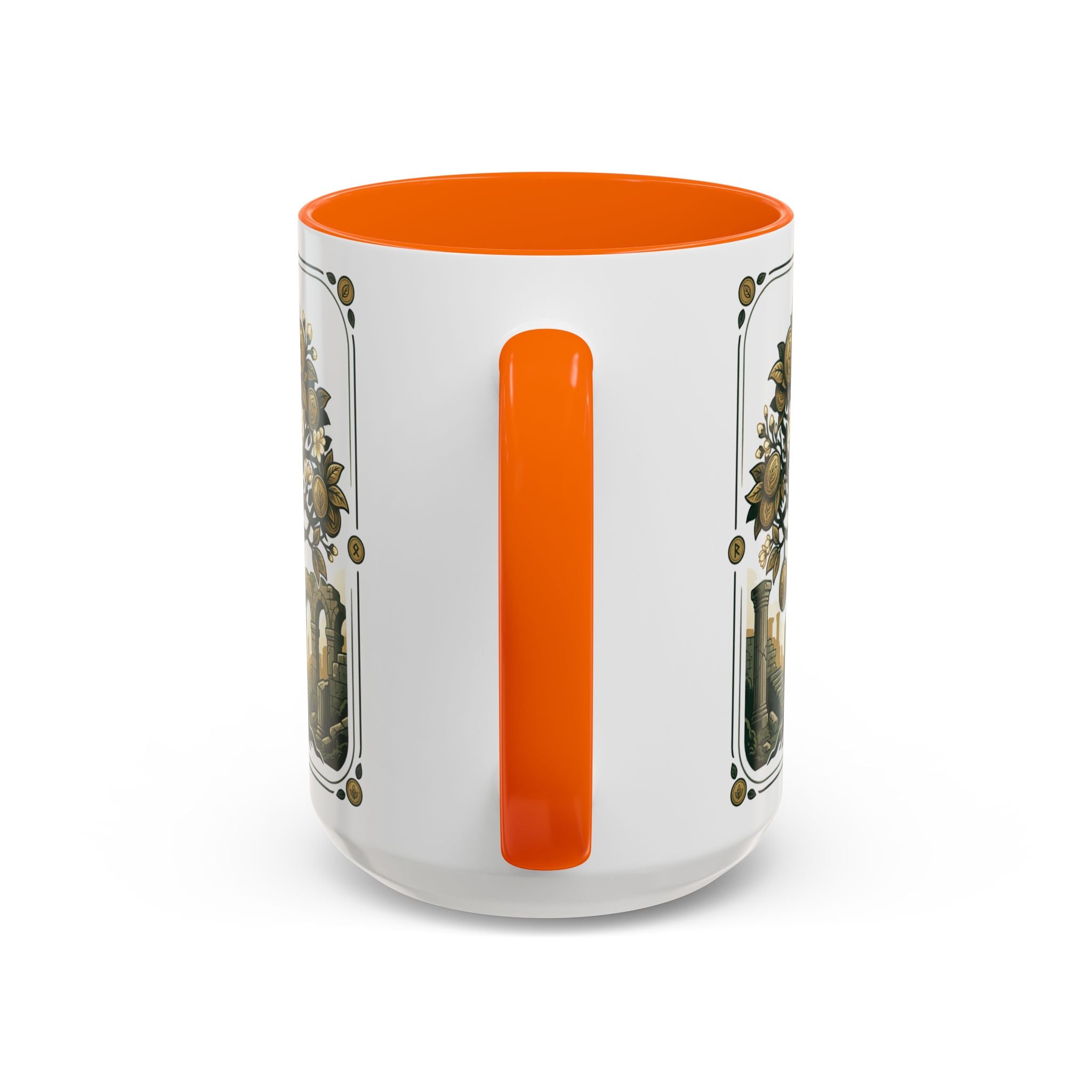 Ornate Tree of Coins Coffee Mug — Gold Ruins Accent Ceramic Mug (11/15oz)