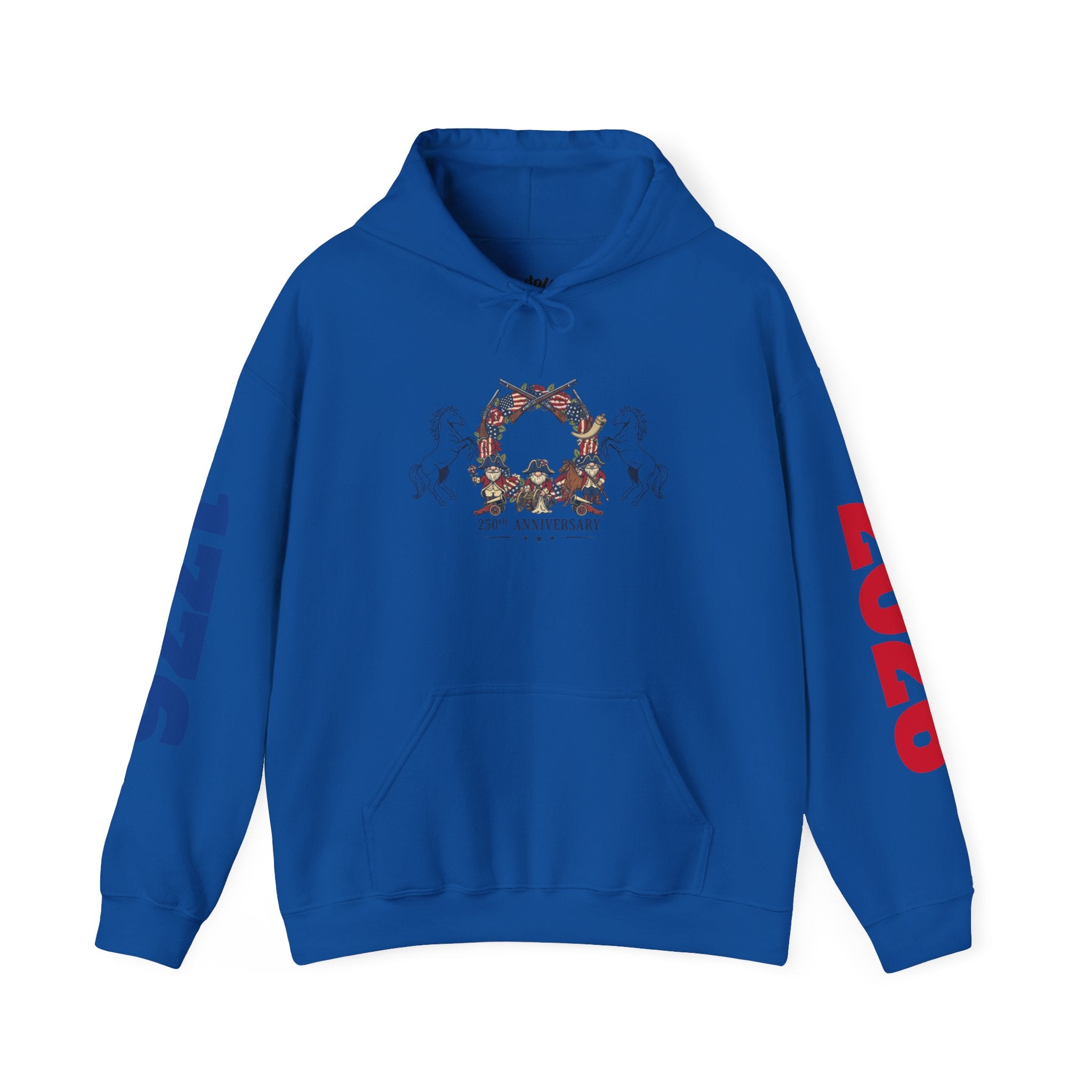 Anniversary Skull Hoodie — 10th Anniversary Floral Skull Pullover (Red & Blue Sleeve Years)