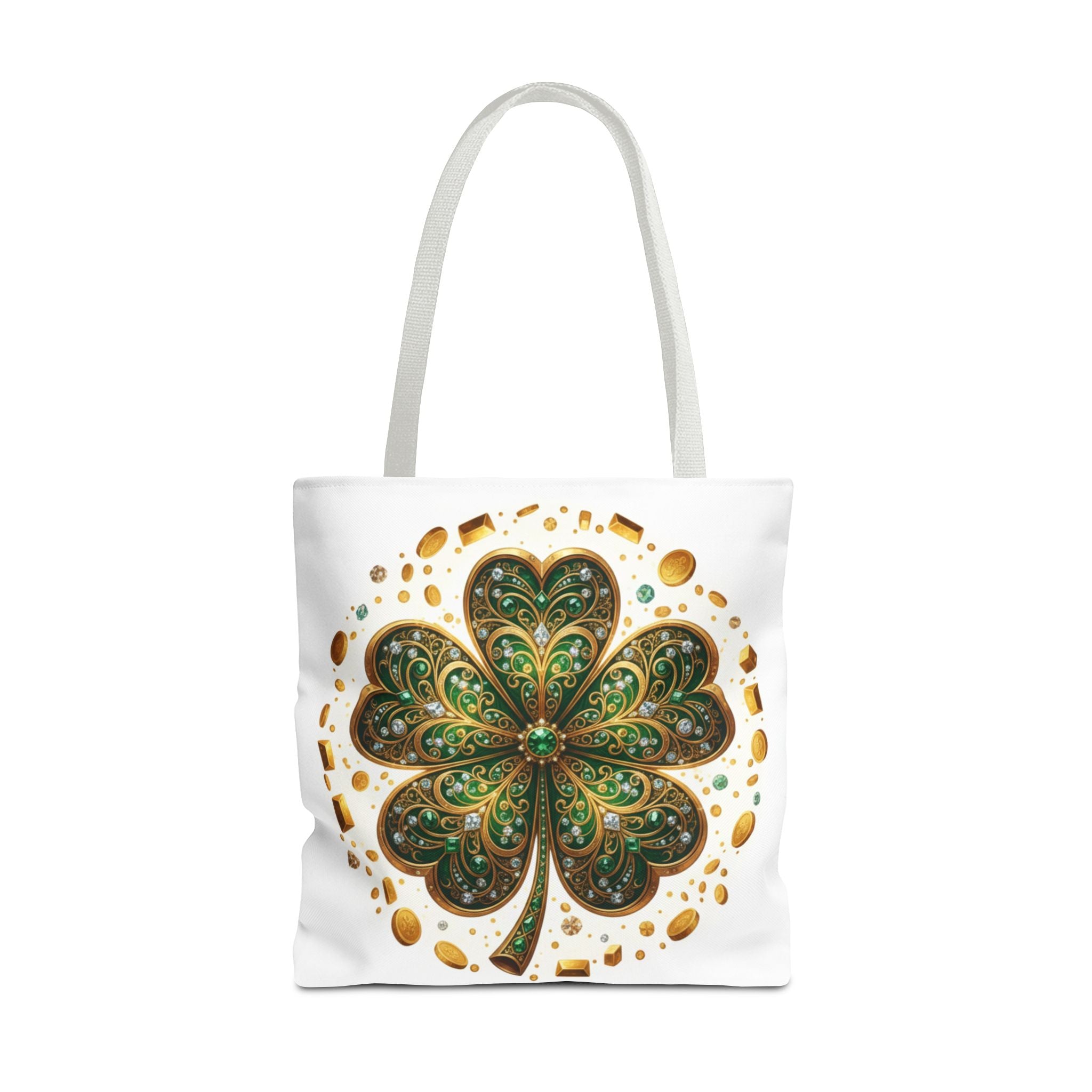 Celtic Shamrock Tote Bag — Green Four-Leaf Clover St. Patrick’s Day All-Over Print