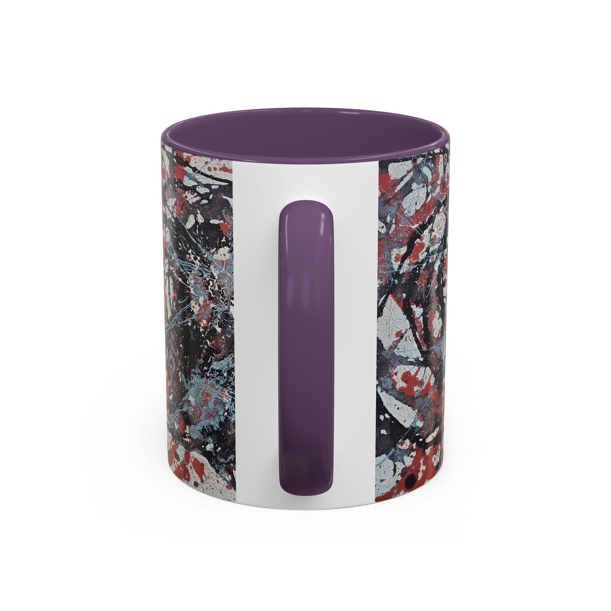 Abstract Splatter Accent Coffee Mug — Red, Black & White Artistic Design (11/15oz)