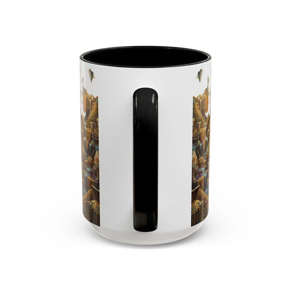 Dragon Hoard Accent Coffee Mug — Fantasy Treasure Landscape (11/15 oz)
