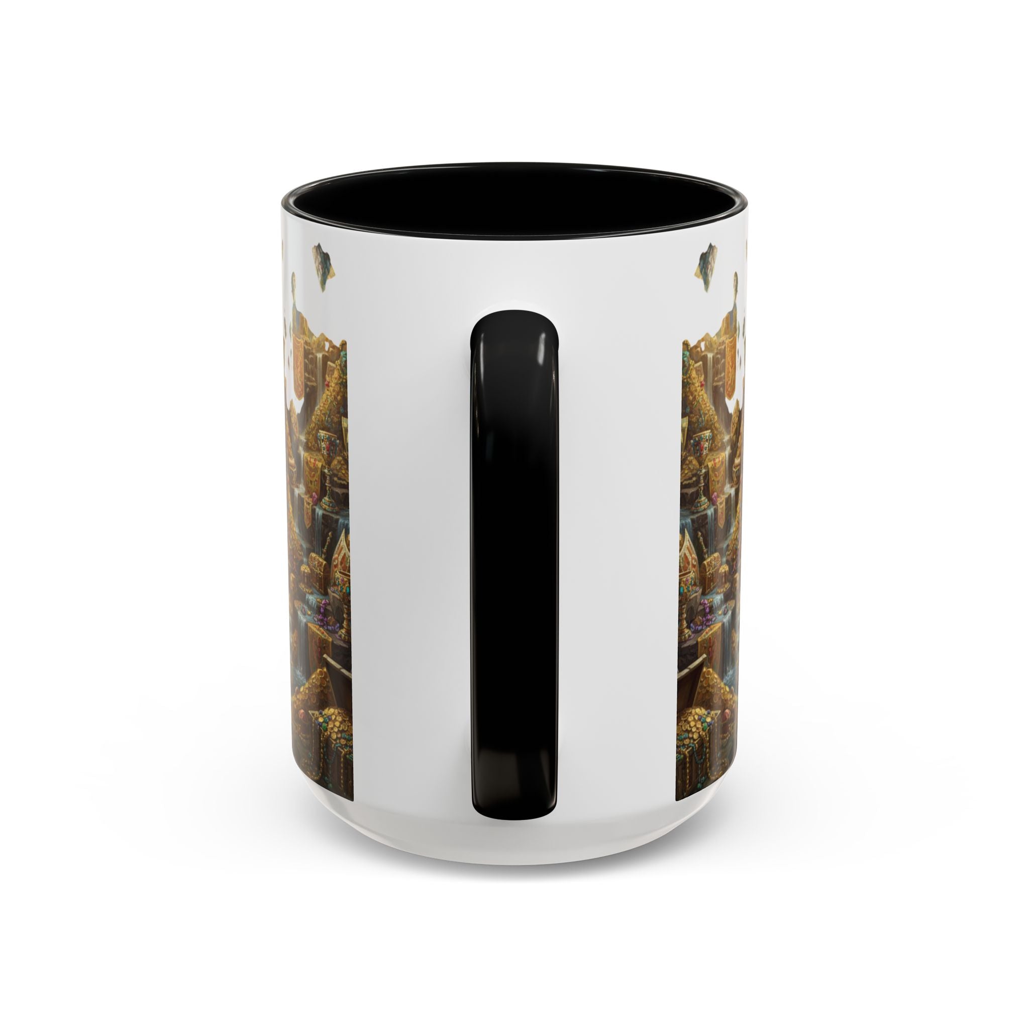 Dragon Hoard Accent Coffee Mug — Fantasy Treasure Landscape (11/15 oz)