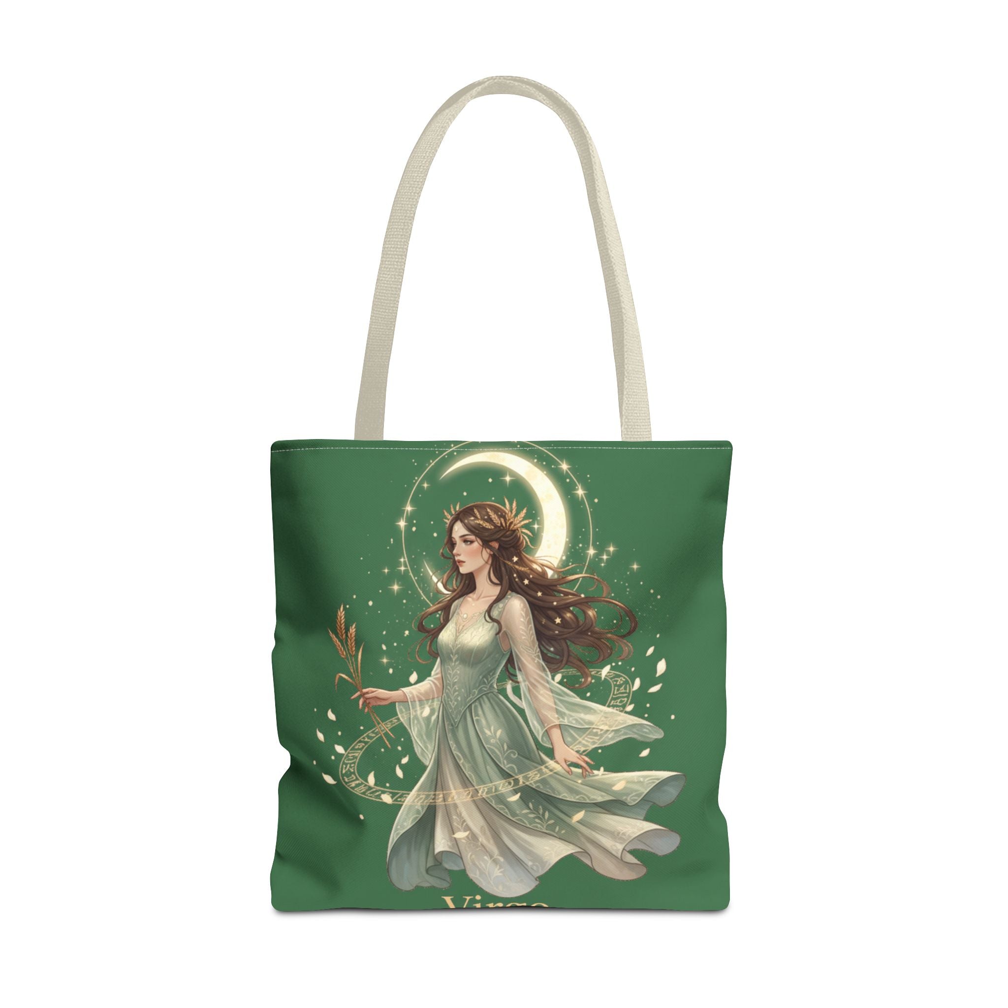 Mystic Moon Goddess Tote Bag — Ethereal Green All-Over Print Tote