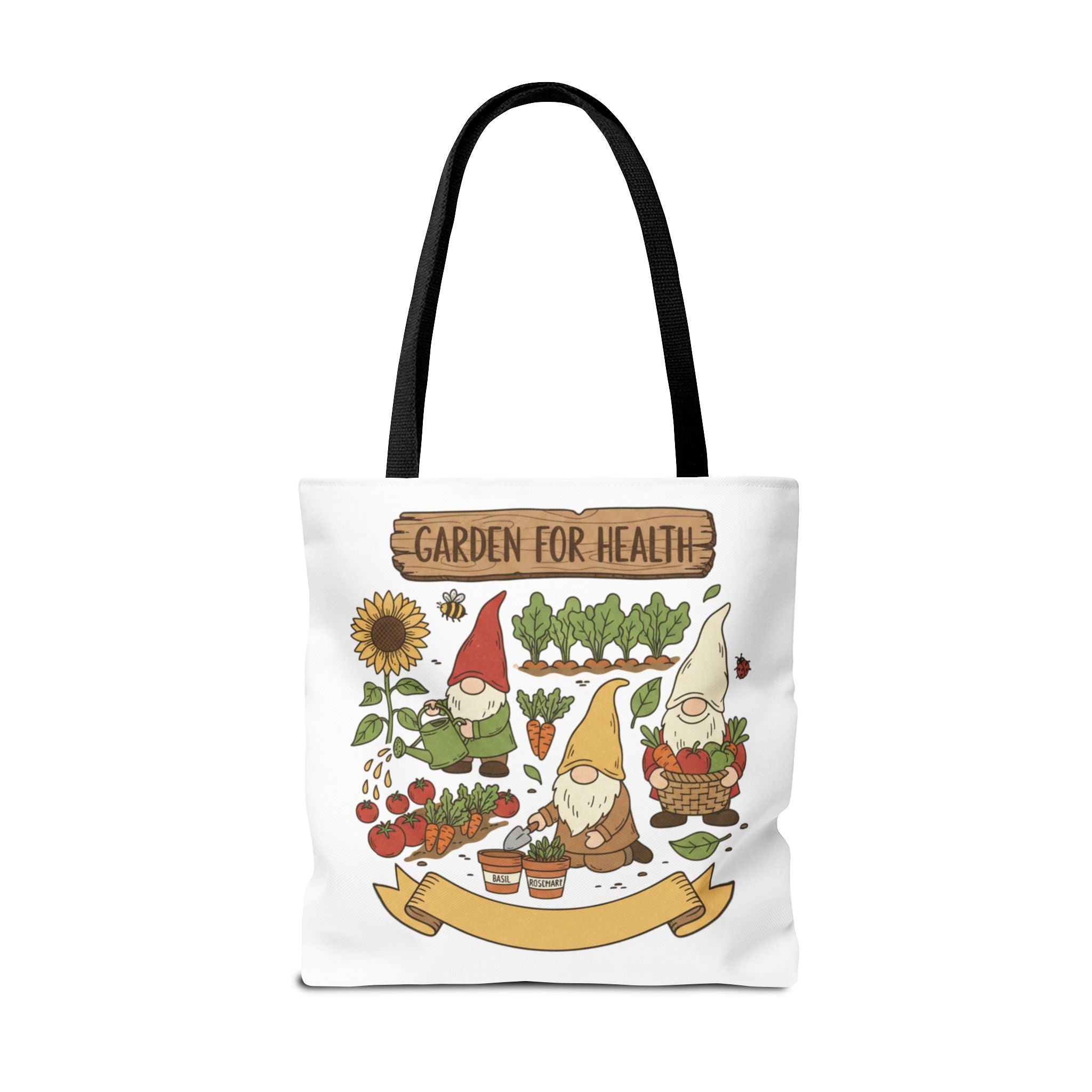 Garden Gnome Tote Bag - "Garden For Health" Cute Eco Shopper