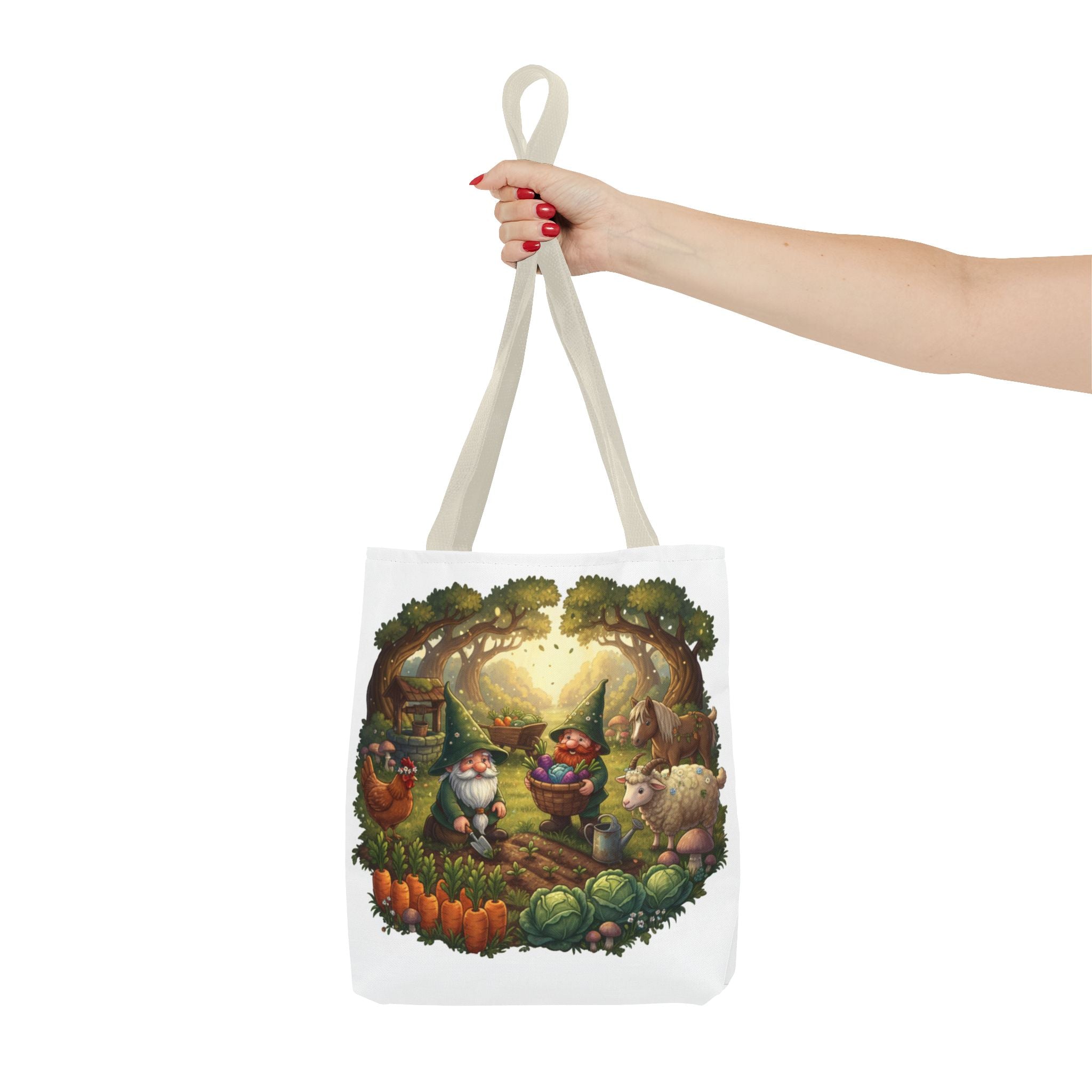 Gnome Garden Tote Bag — Whimsical Woodland Market Illustration